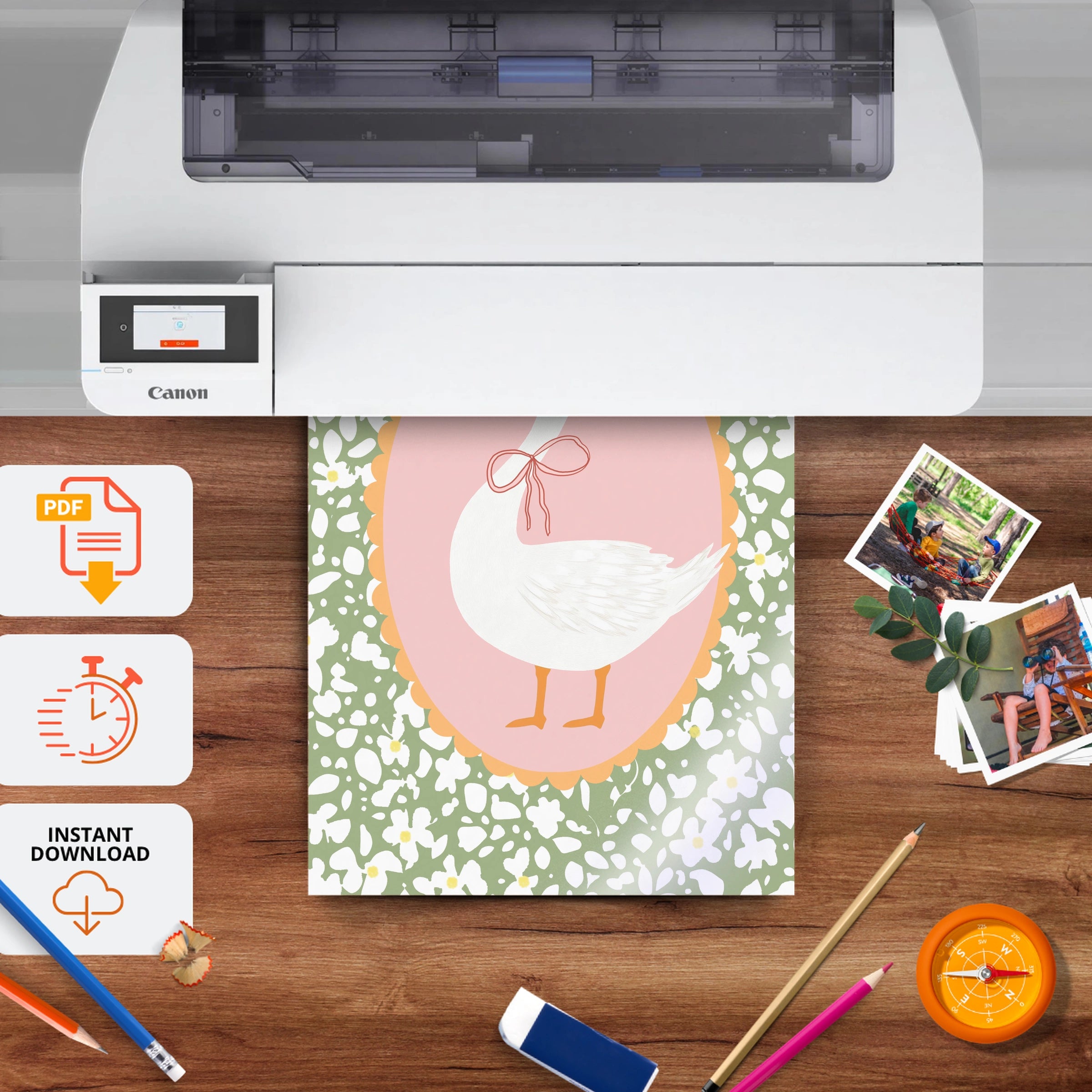 Goose Cameo Two Nursery Print - printable nursery wall art, instant download to print at home