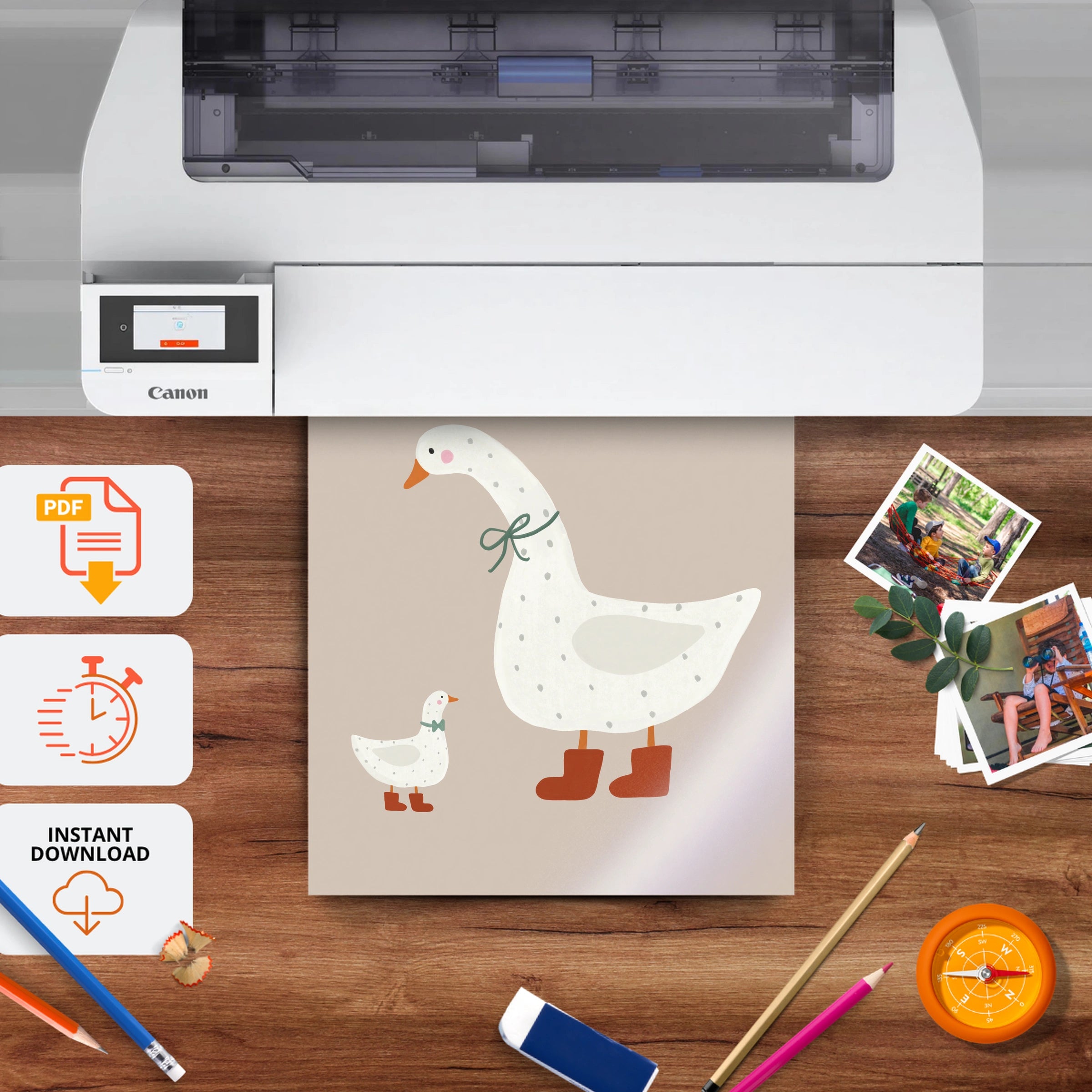 Goose Family Nursery Print - printable nursery wall art, instant download to print at home
