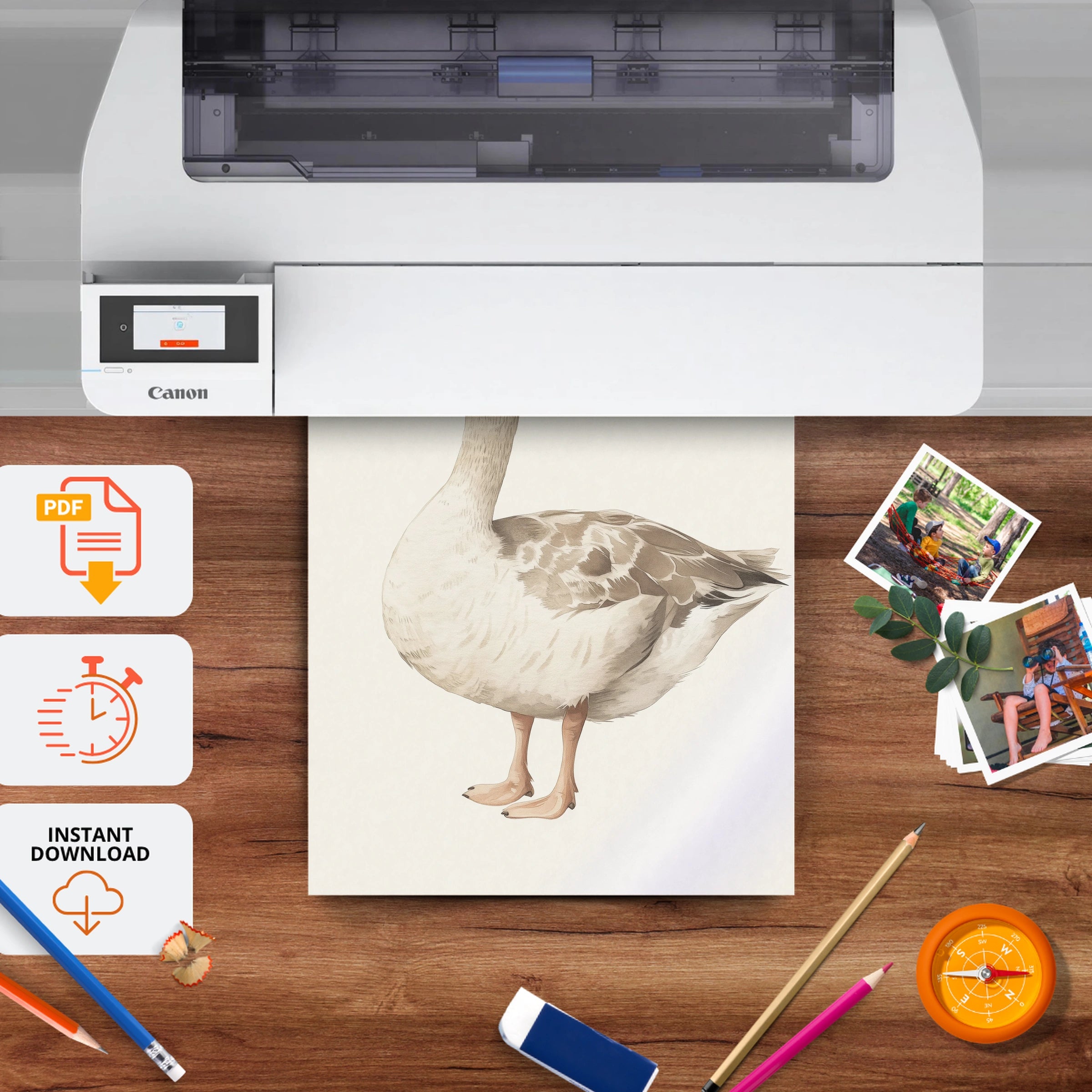 Goose in a Hat Nursery Print - printable nursery wall art, instant download to print at home