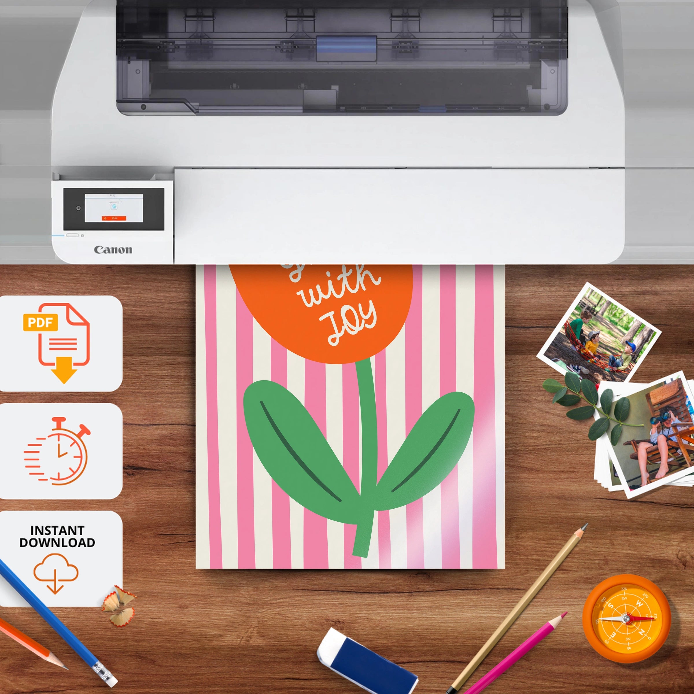 Grow With Joy Nursery Print - printable nursery wall art, instant download to print at home
