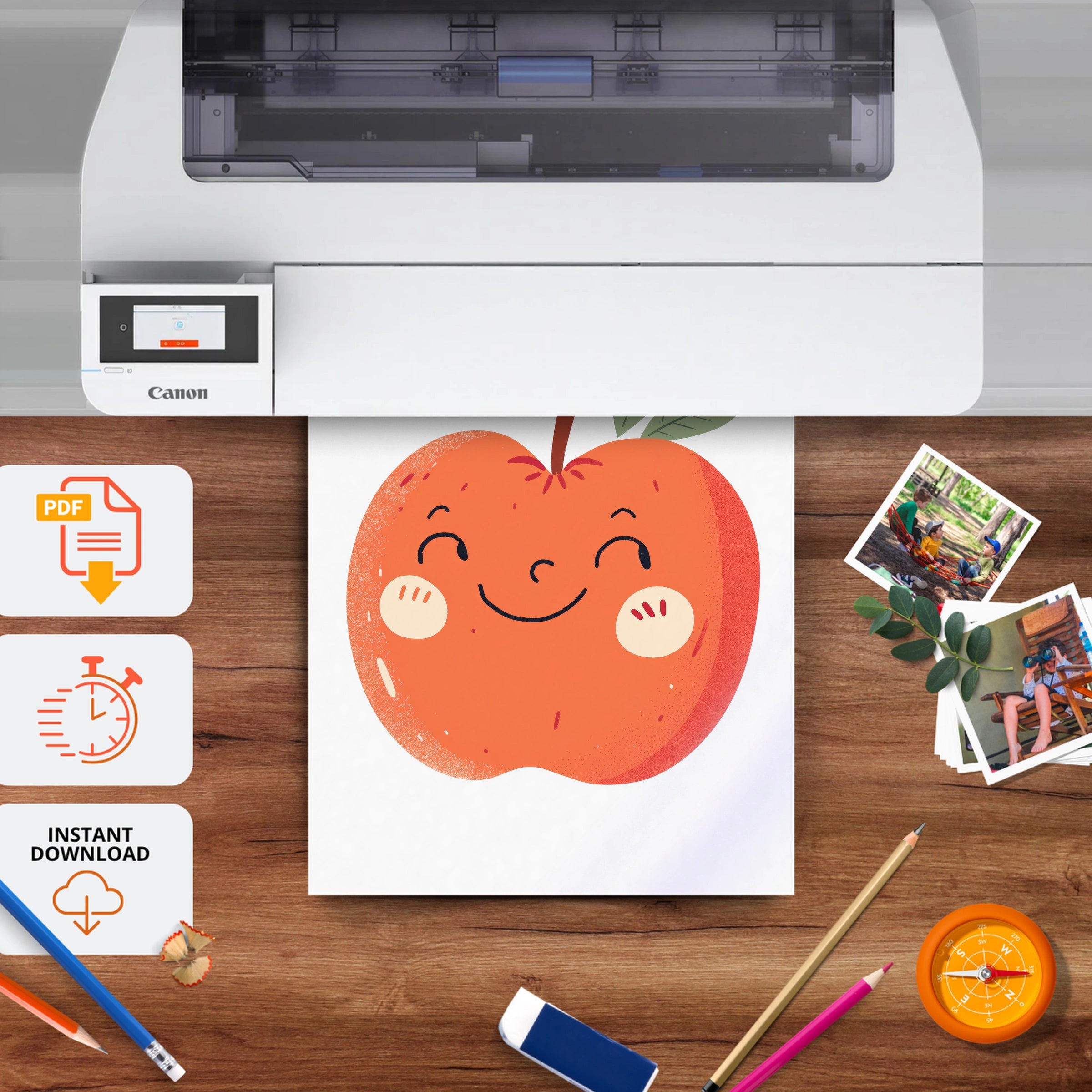 Happy Apple Nursery Print - printable nursery wall art, instant download to print at home