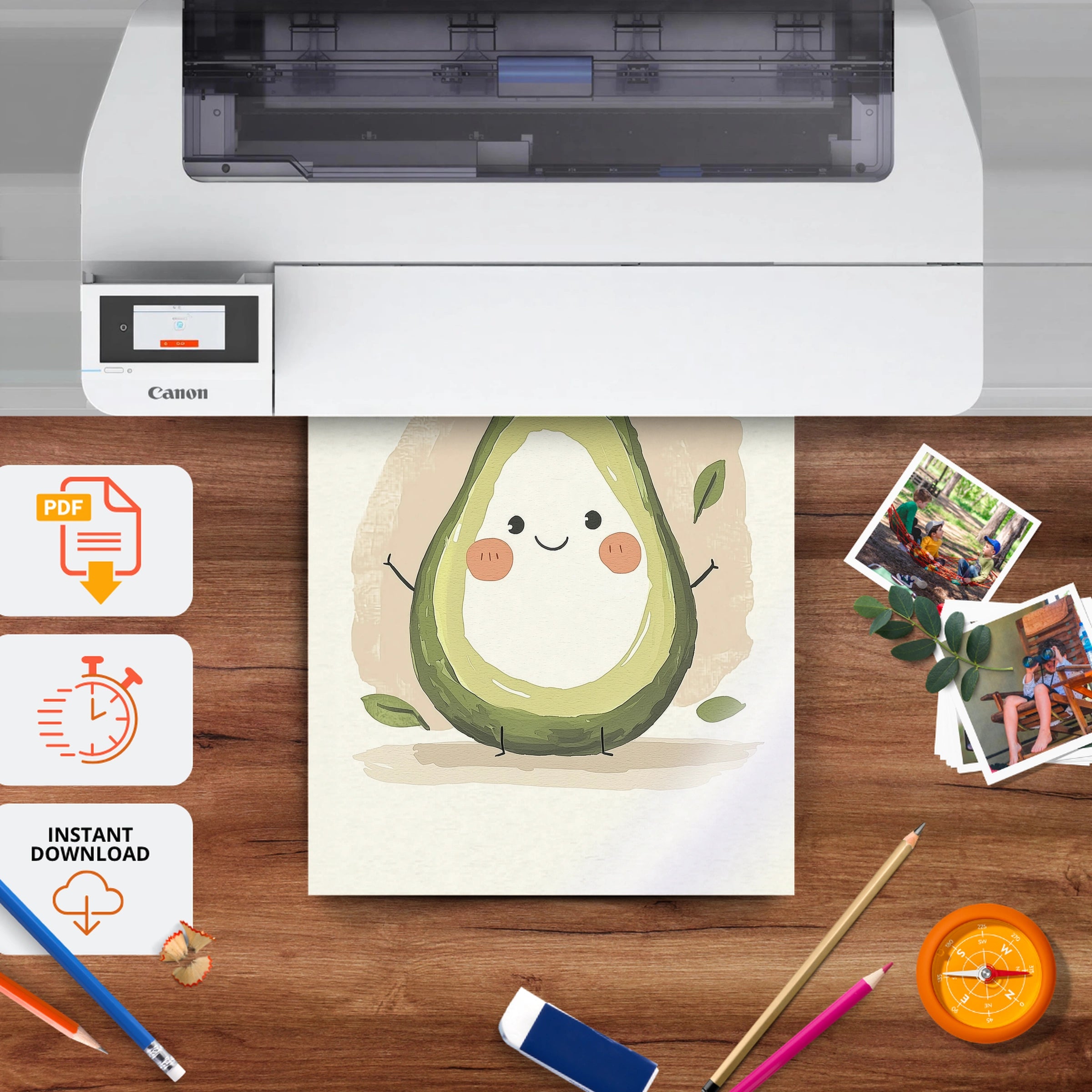 Happy Avocado Nursery Print - printable nursery wall art, instant download to print at home