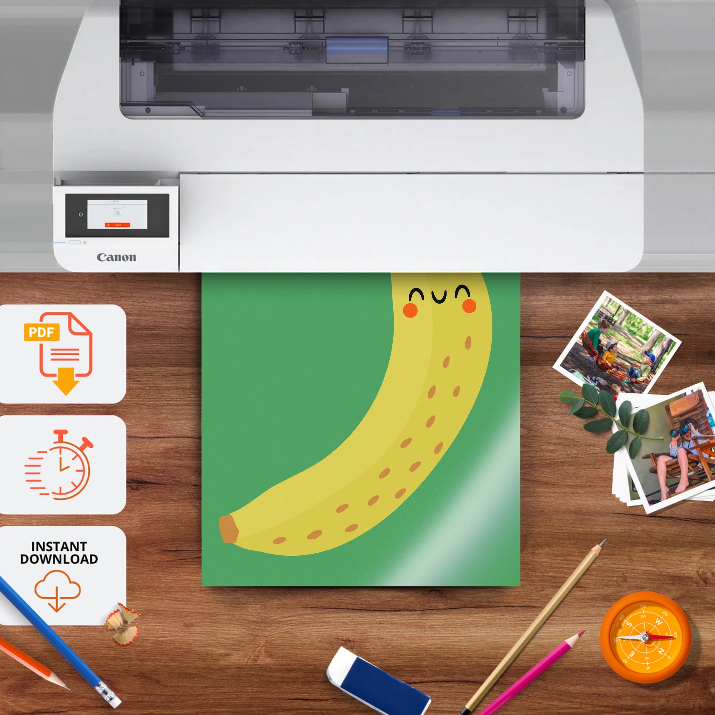 Happy Banana Nursery Print - printable nursery wall art, instant download to print at home