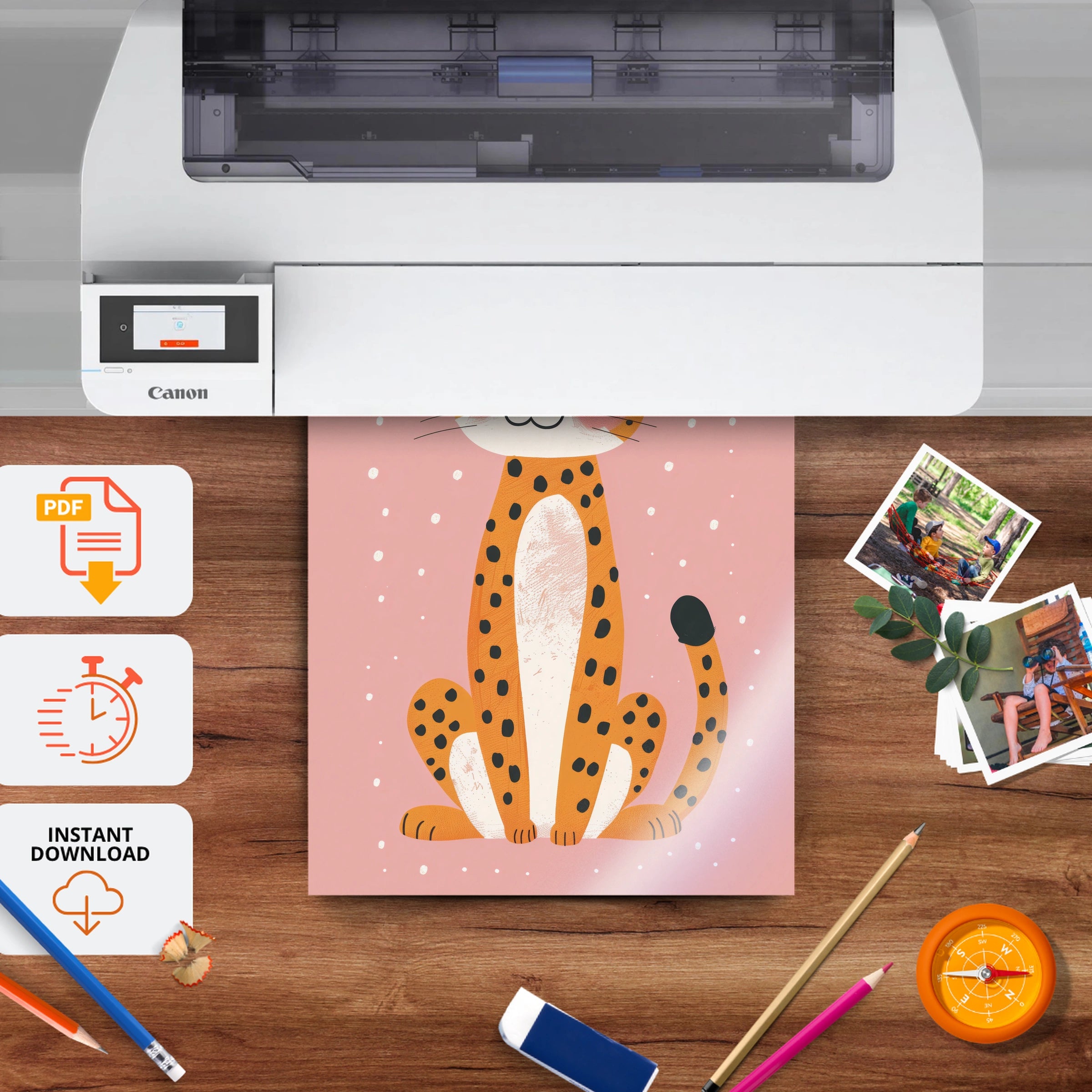 Happy Cheetah Nursery Print - printable nursery wall art, instant download to print at home