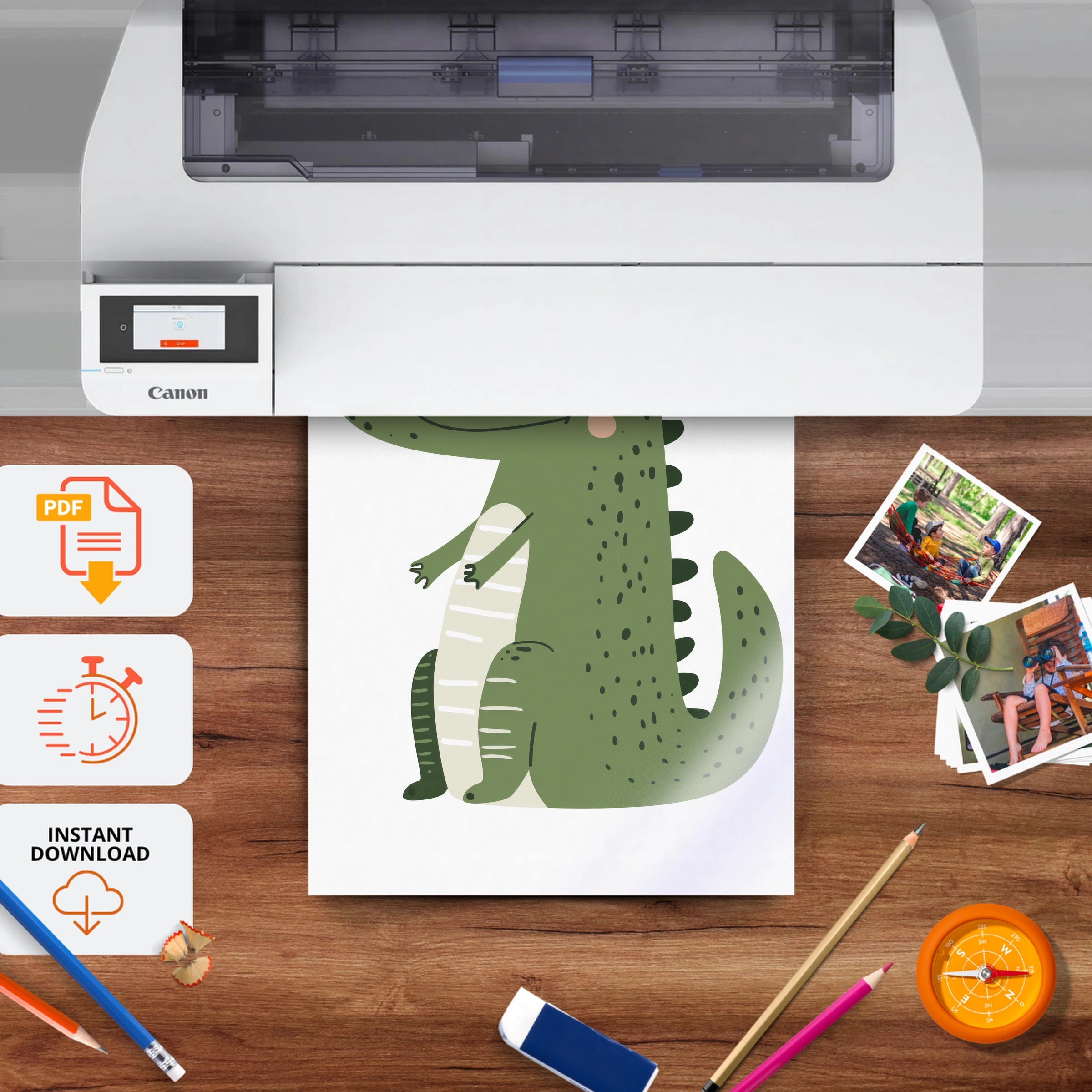 Happy Crocodile Nursery Print - printable nursery wall art, instant download to print at home