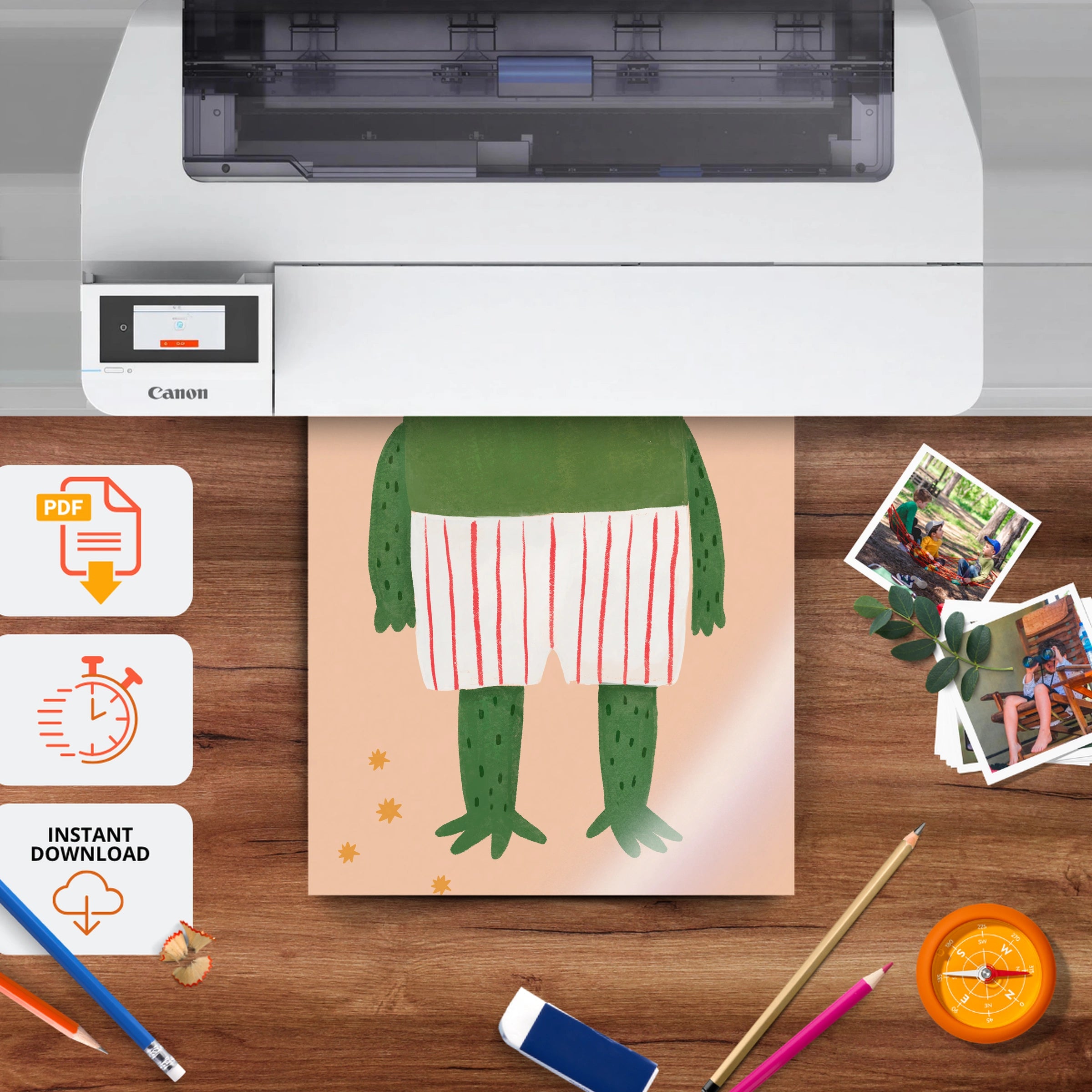 Happy Frog Nursery Print - printable nursery wall art, instant download to print at home