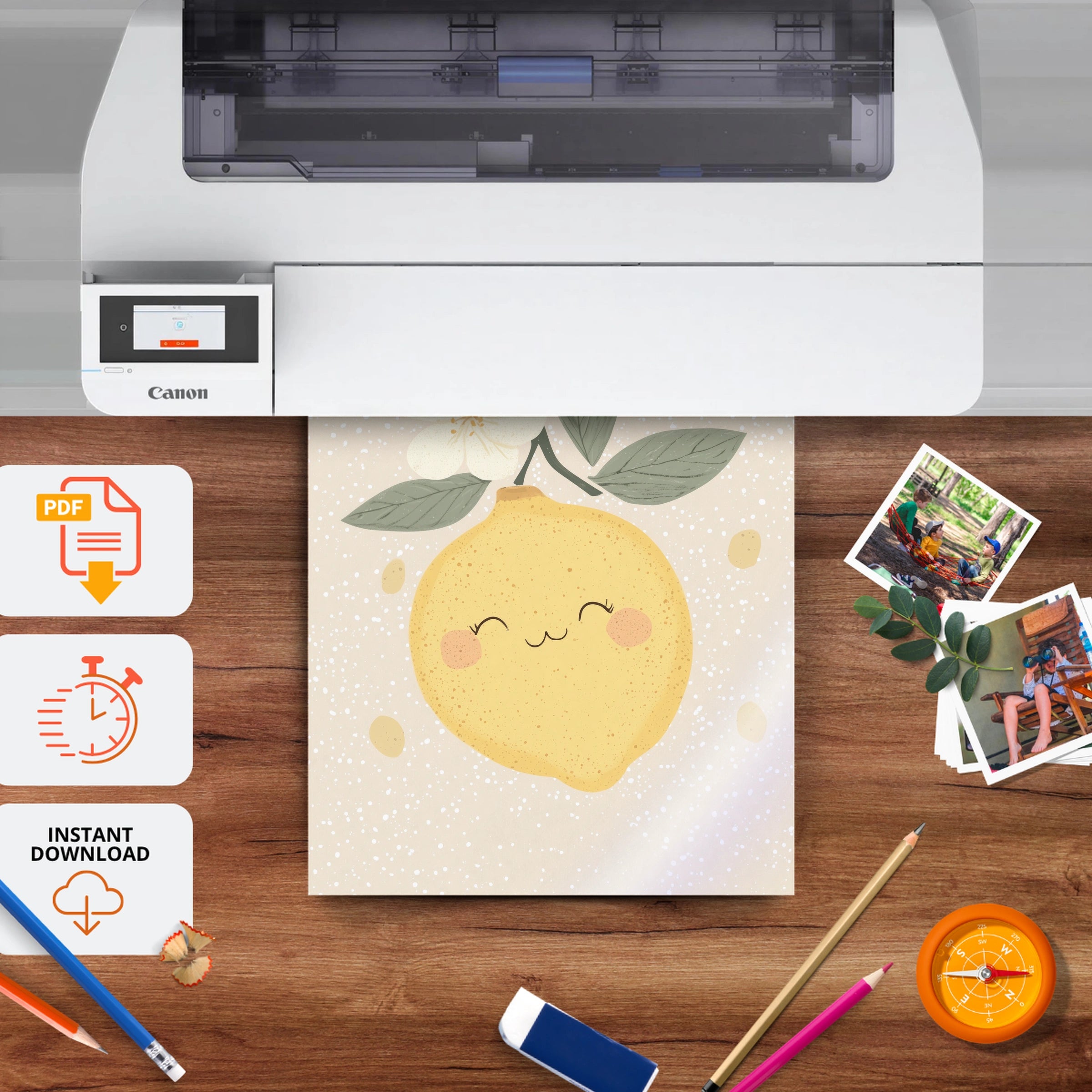 Happy Lemon Nursery Print - printable nursery wall art, instant download to print at home