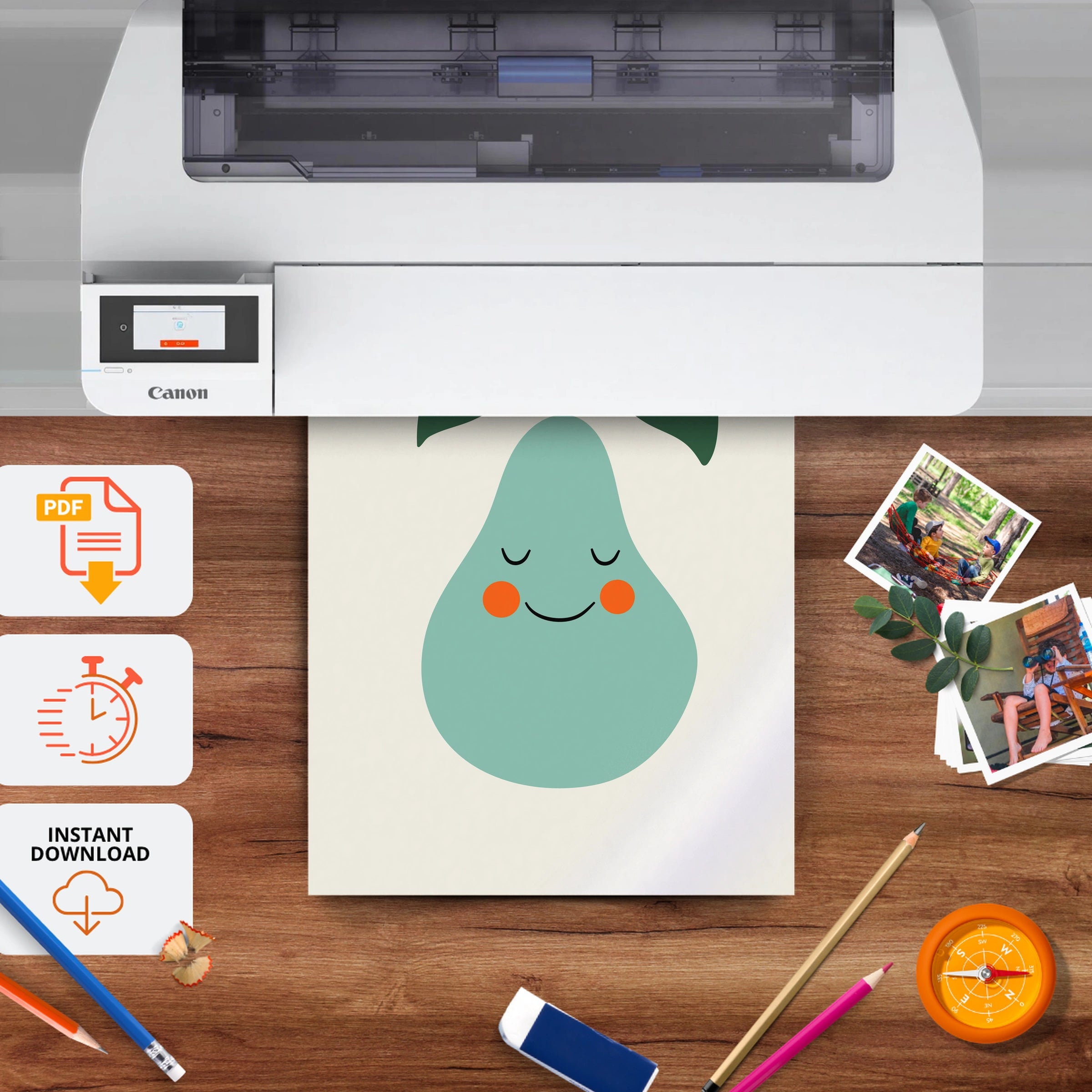 Happy Pear Nursery Print - printable nursery wall art, instant download to print at home