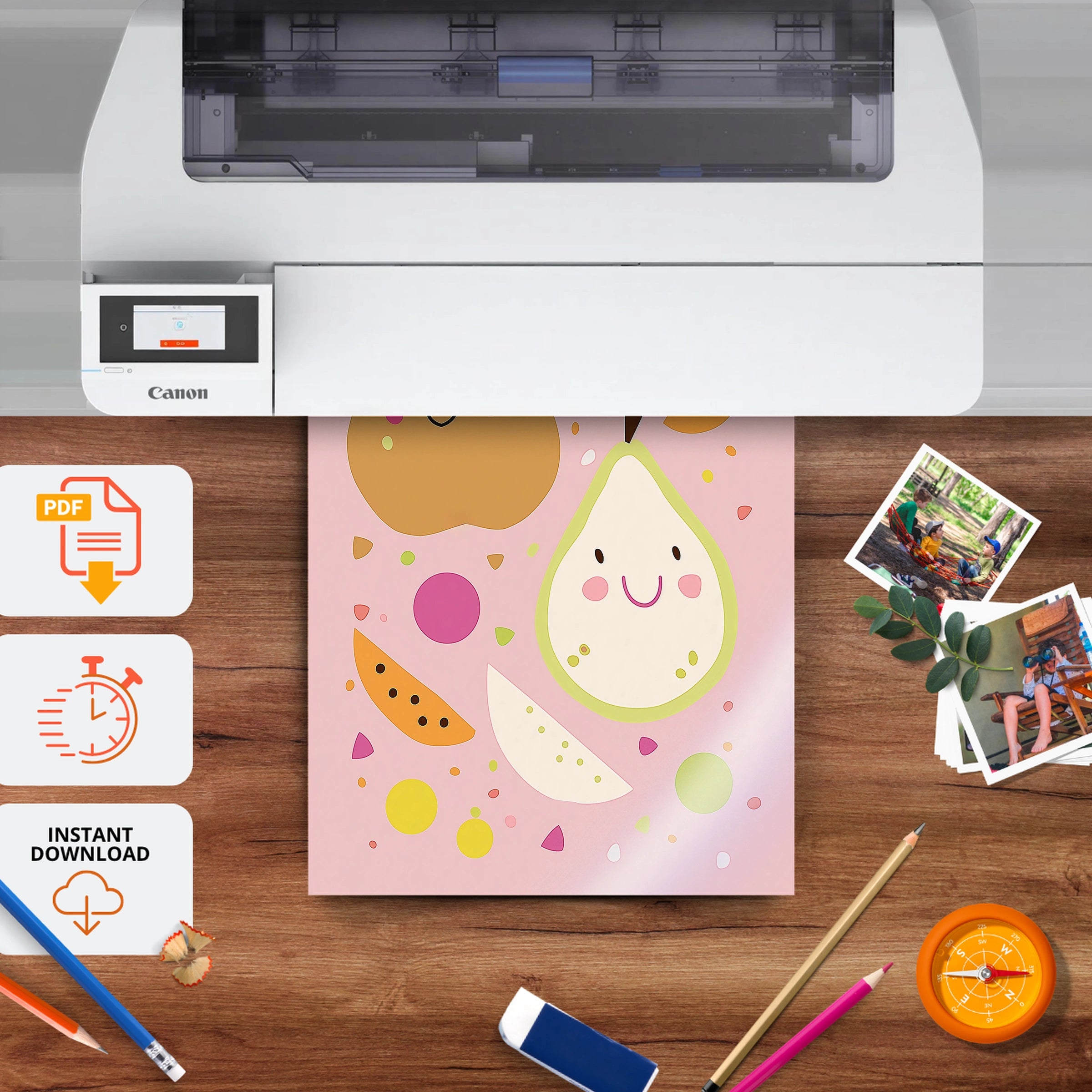 Happy Pears Nursery Print - printable nursery wall art, instant download to print at home