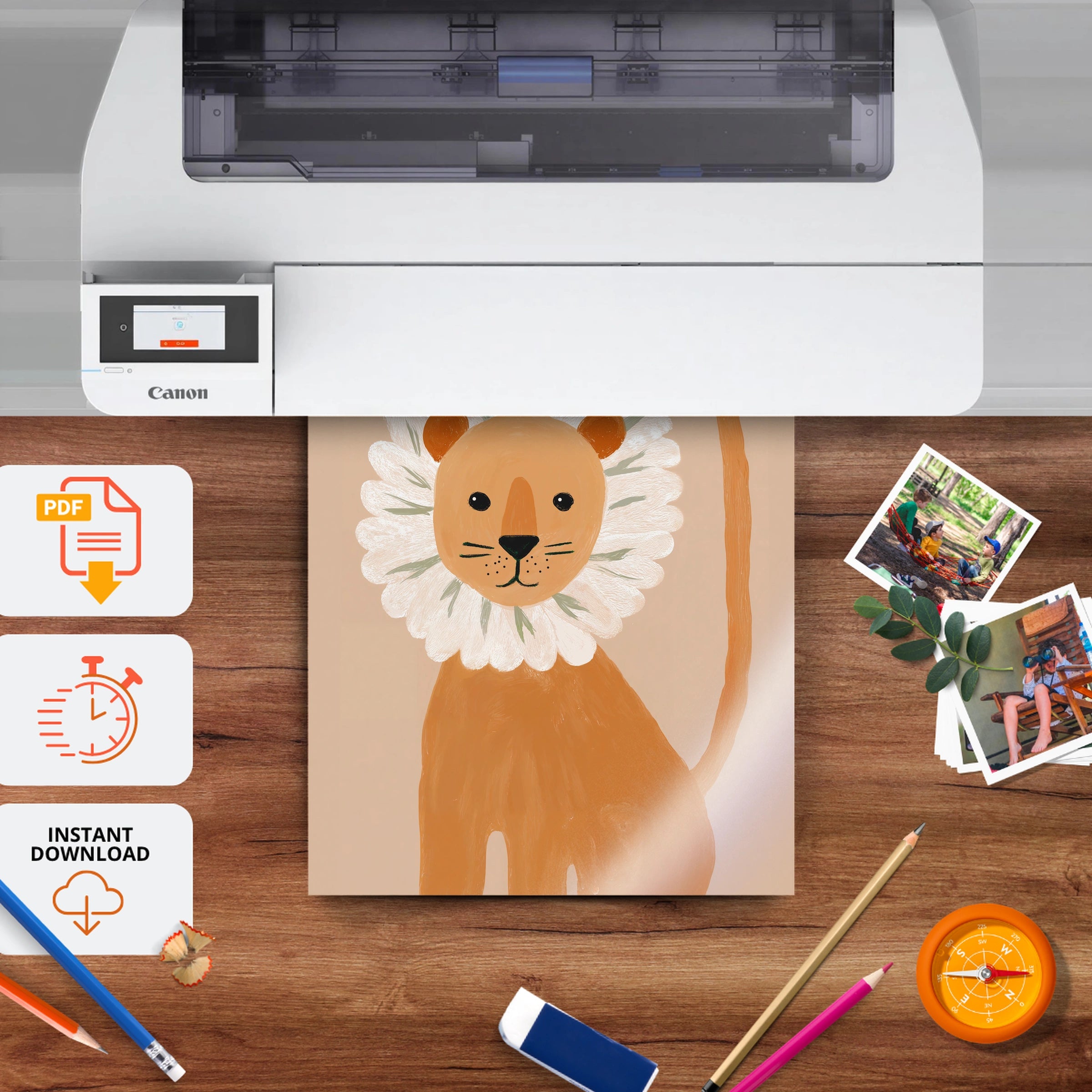 Have Courage Lion Nursery Print - printable nursery wall art, instant download to print at home