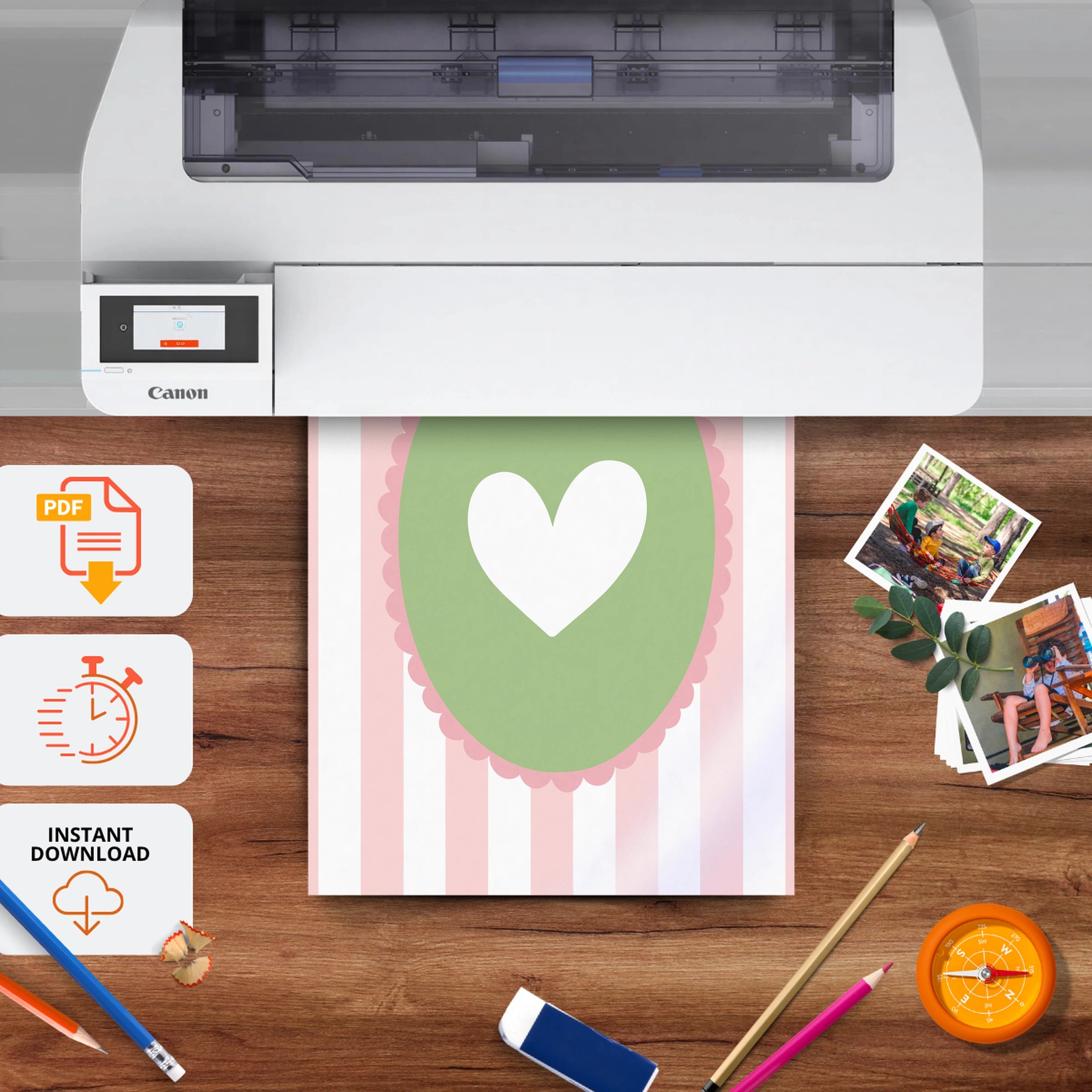 Heart Cameo Nursery Print - printable nursery wall art, instant download to print at home