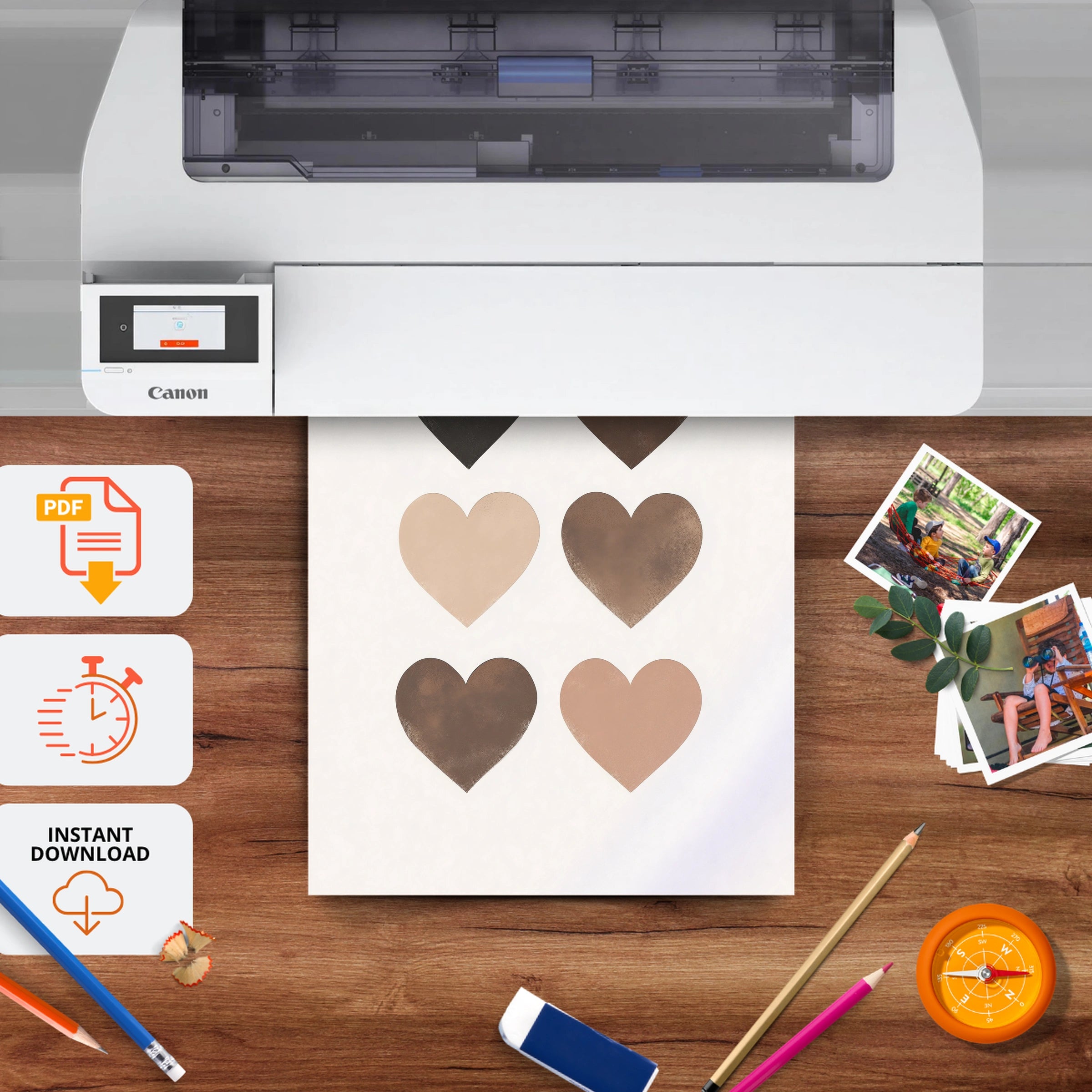 Hearts Grid Nursery Print - printable nursery wall art, instant download to print at home