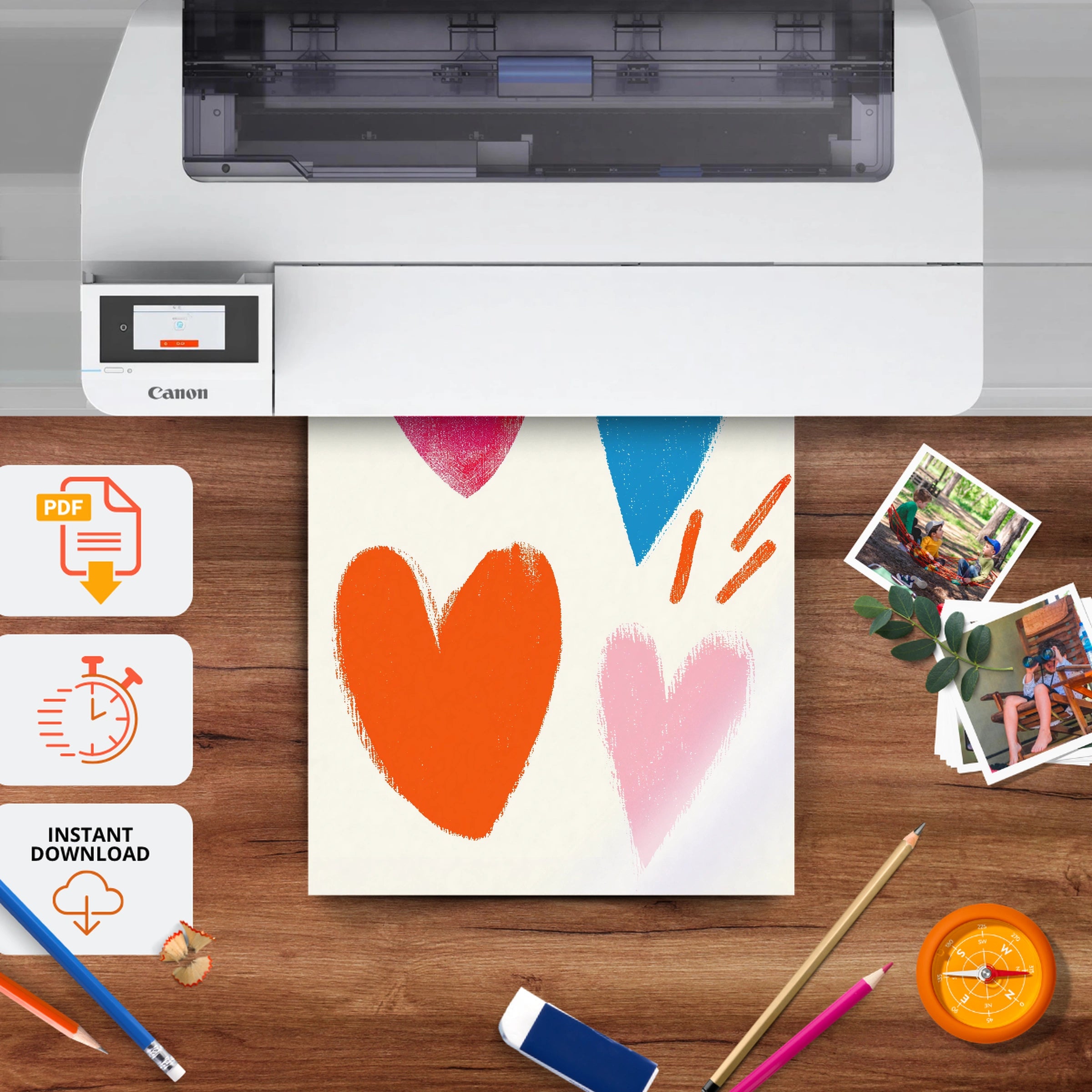 Hearts Nursery Print - printable nursery wall art, instant download to print at home