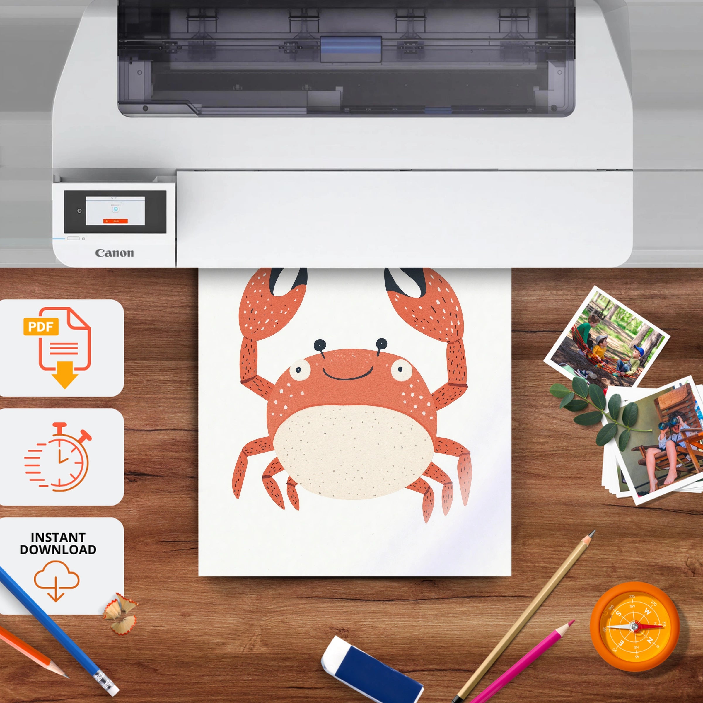 Hola Crab Nursery Print - printable nursery wall art, instant download to print at home