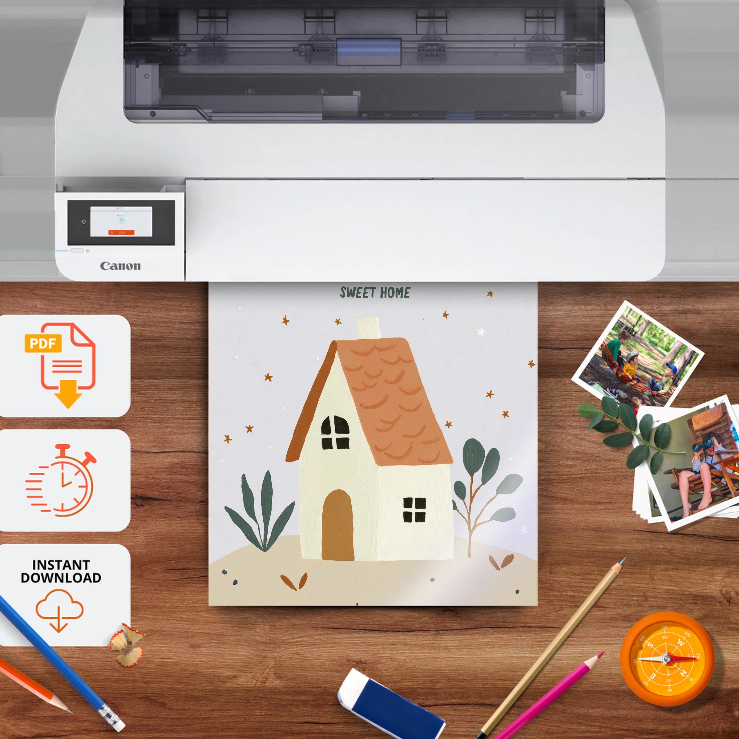 Home Sweet Home Nursery Print - printable nursery wall art, instant download to print at home