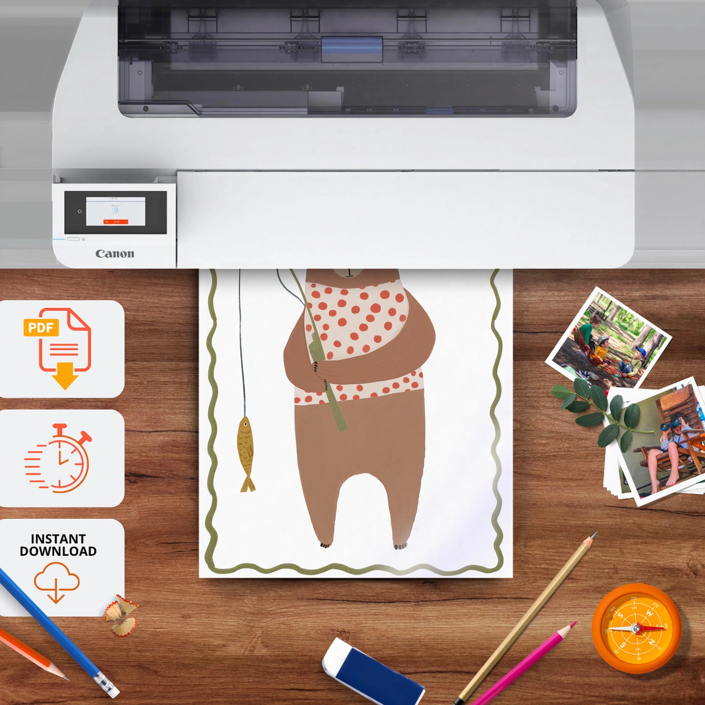Honey Bear Nursery Print - printable nursery wall art, instant download to print at home