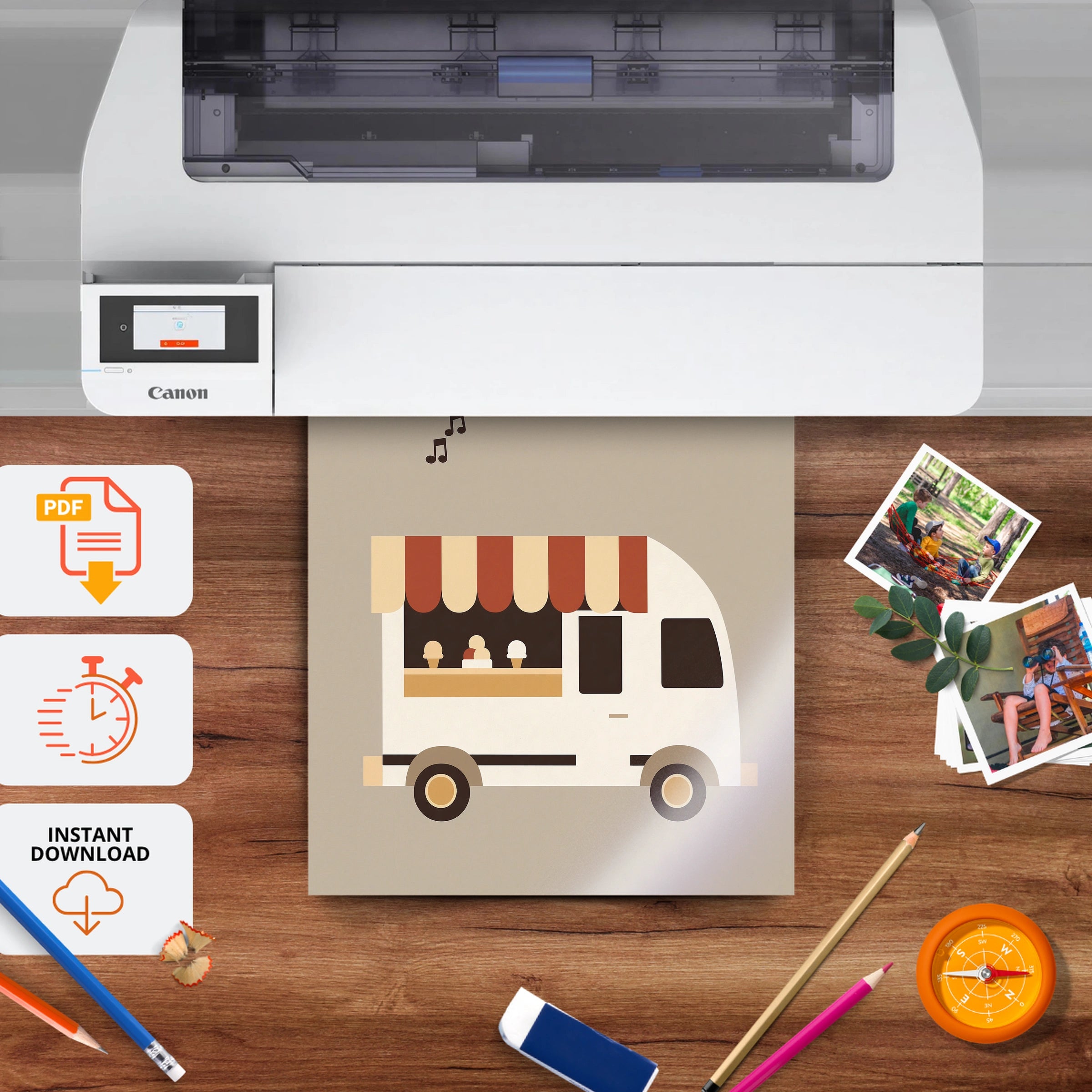 Ice Cream Truck Nursery Print - printable nursery wall art, instant download to print at home