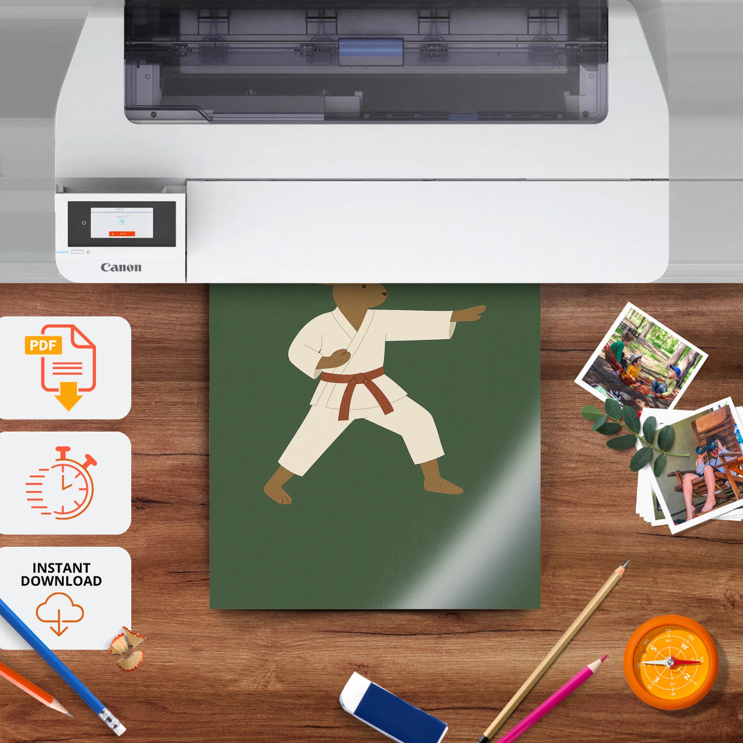 Karate Rabbit Nursery Print - printable nursery wall art, instant download to print at home
