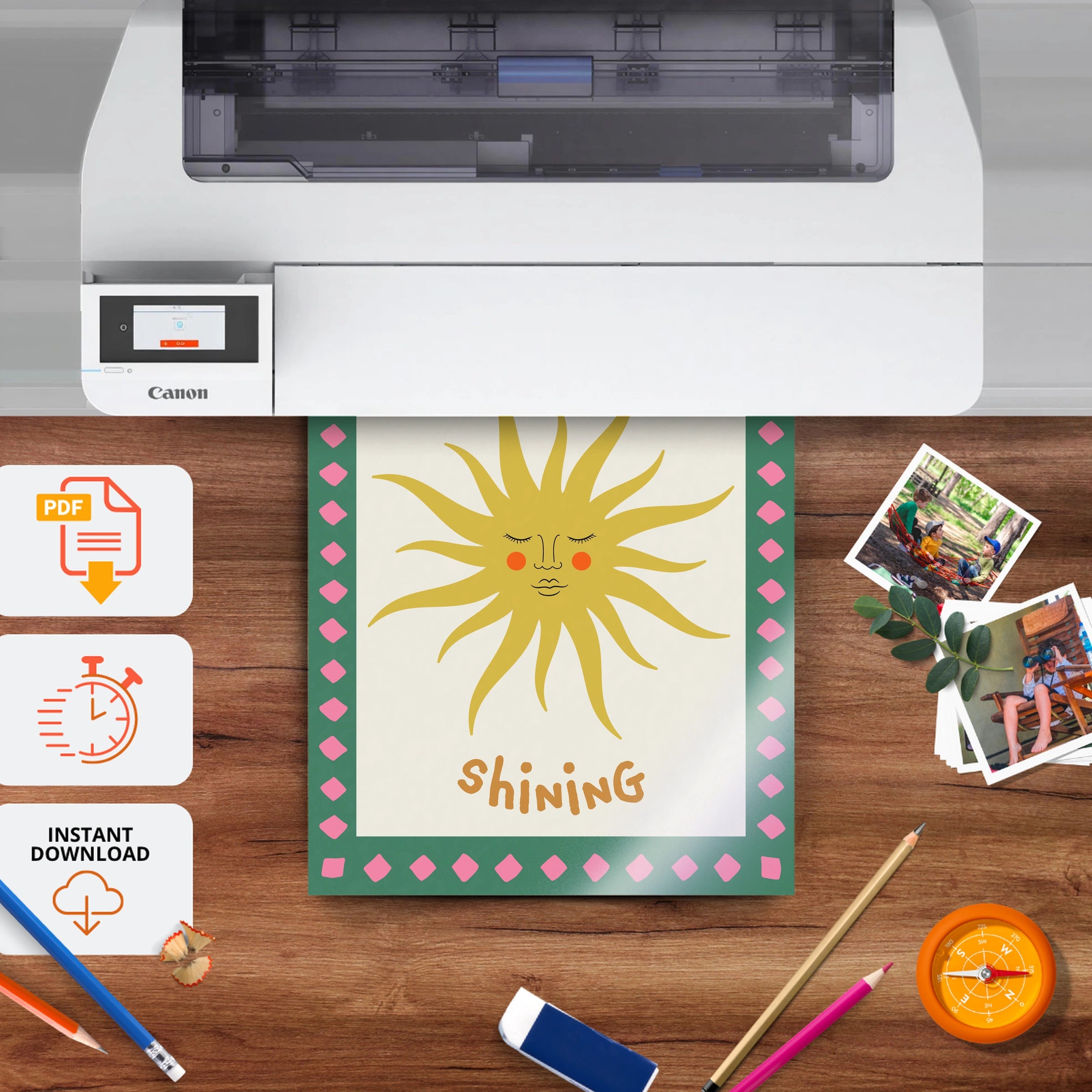 Keep Shining Nursery Print - printable nursery wall art, instant download to print at home
