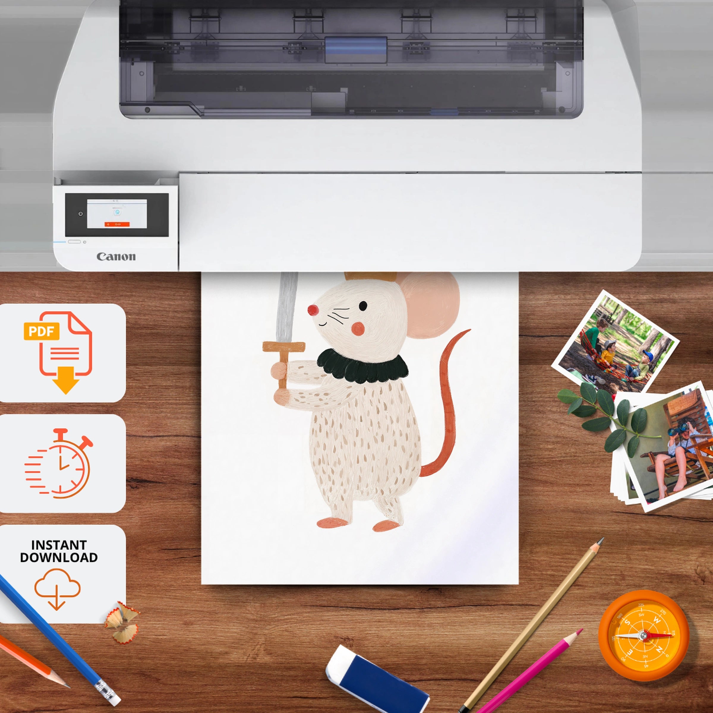 King Mouse Nursery Print - printable nursery wall art, instant download to print at home
