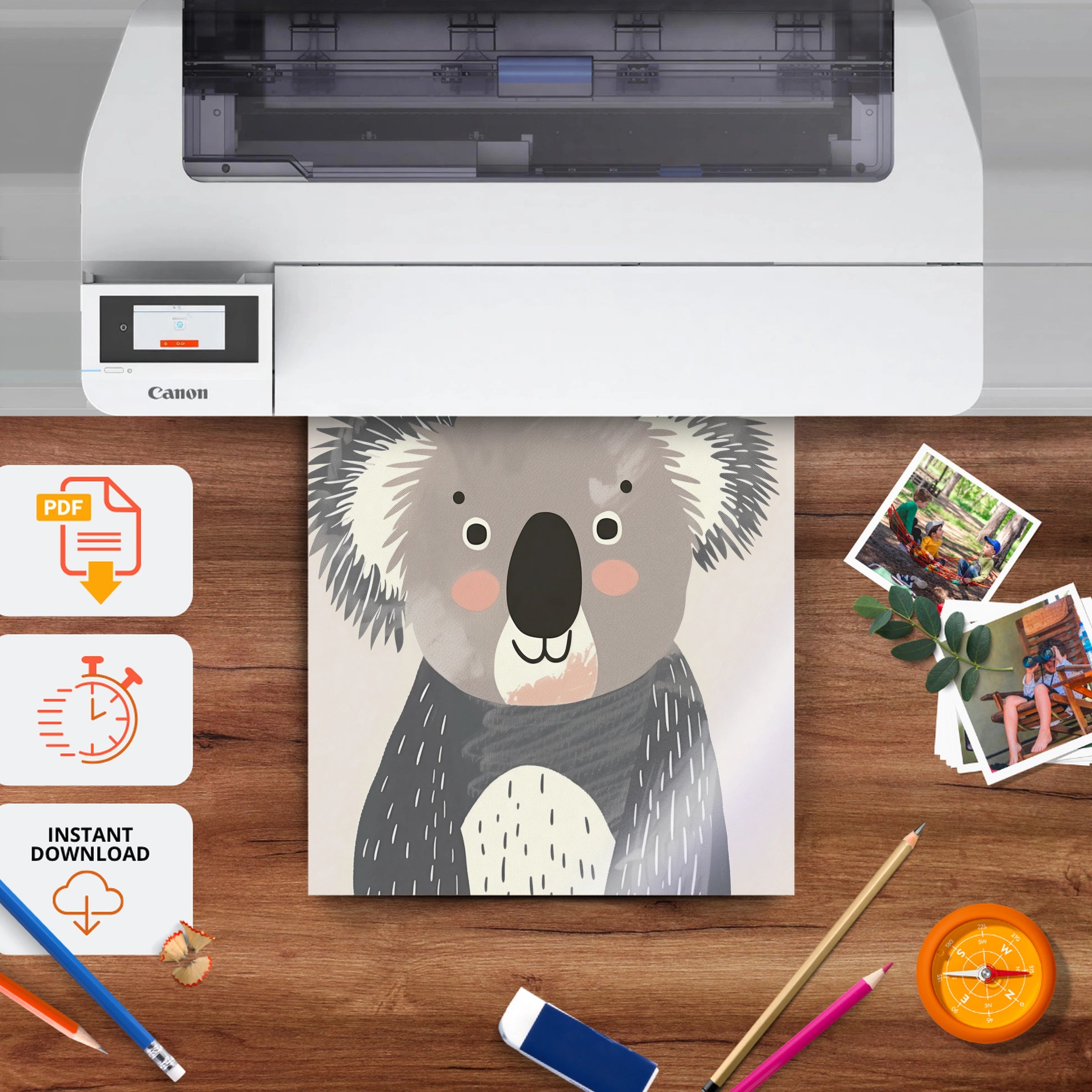 Koala Nursery Print - printable nursery wall art, instant download to print at home