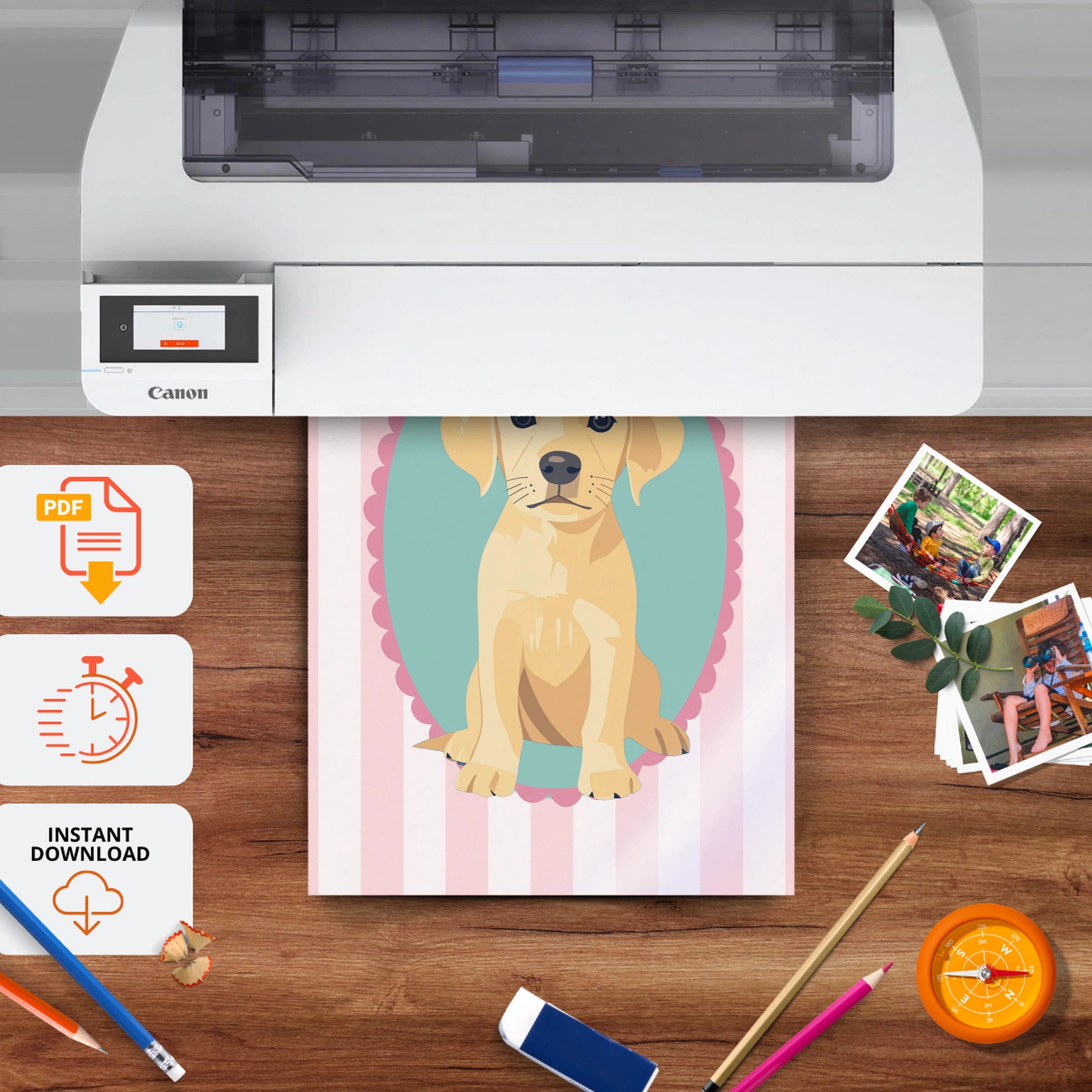 Labrador Cameo Nursery Print - printable nursery wall art, instant download to print at home