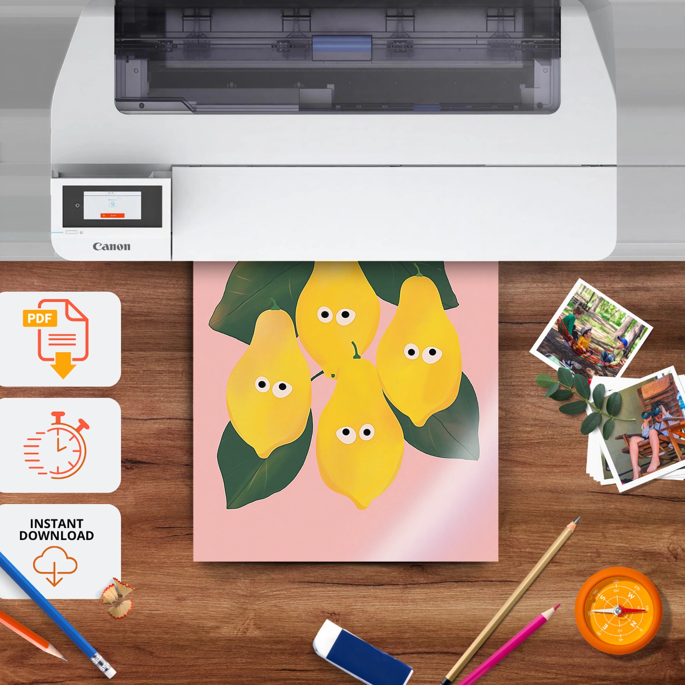 Lemons and Pears Nursery Print - printable nursery wall art, instant download to print at home