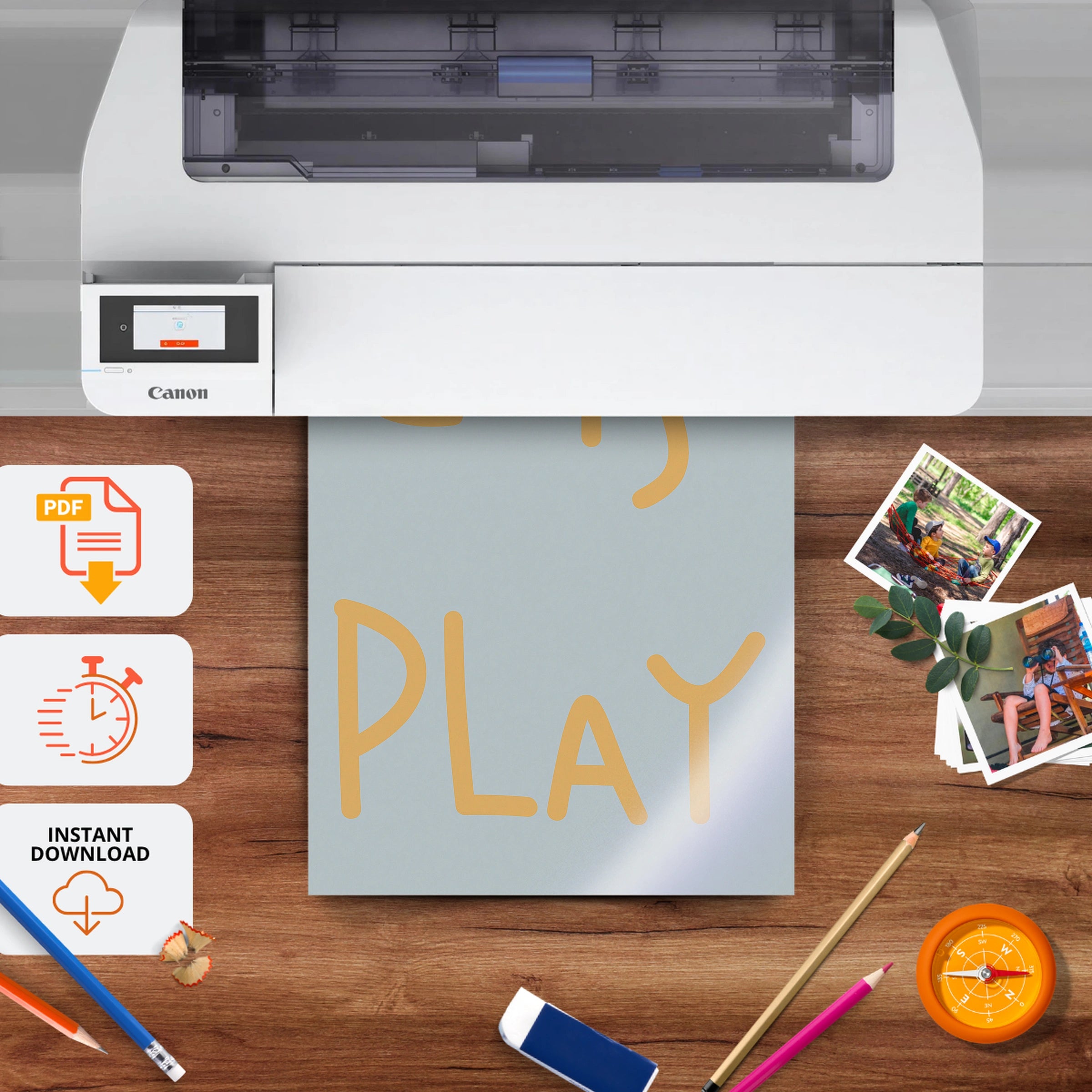 Let's Play Nursery Print - printable nursery wall art, instant download to print at home