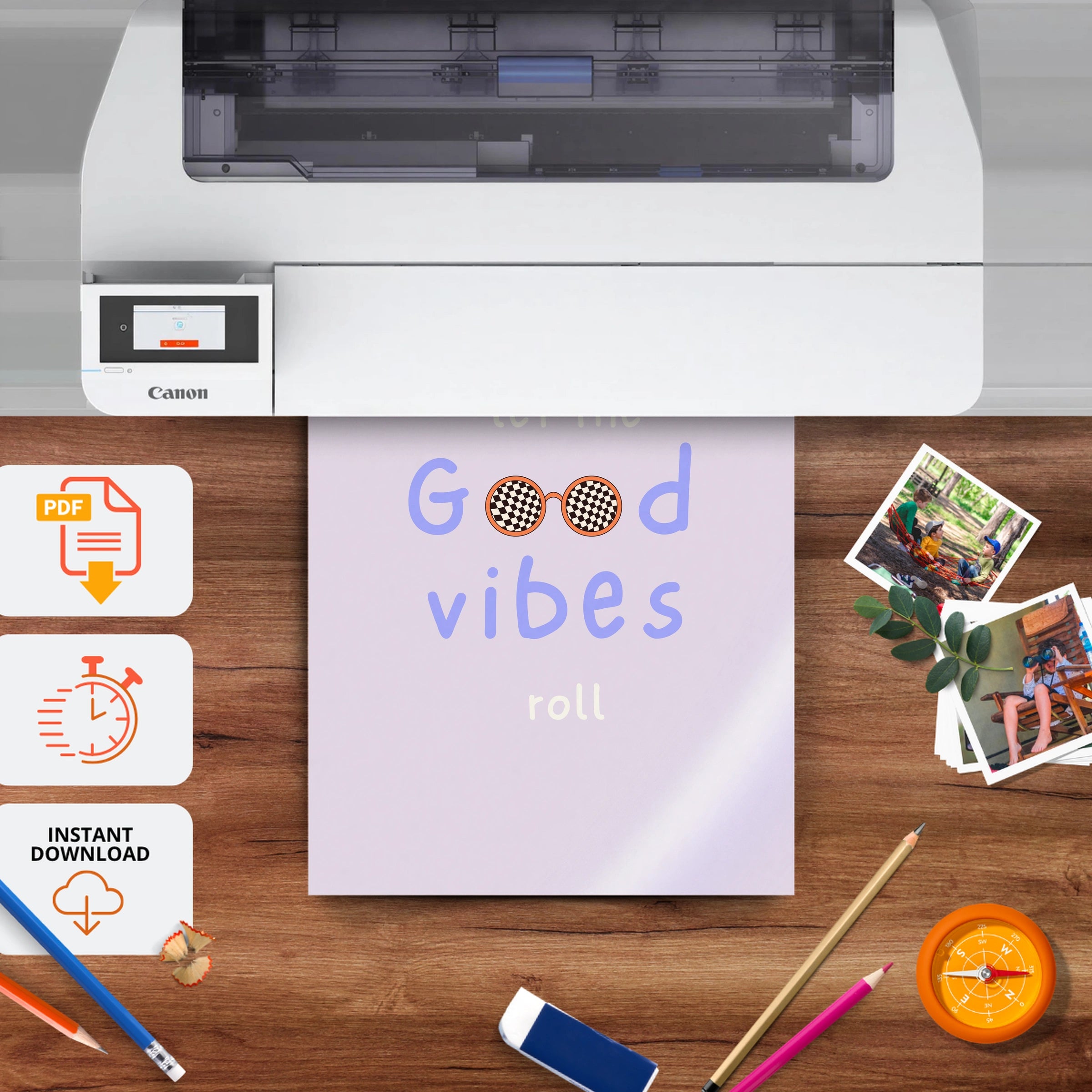 Let the Good Vibes Roll Nursery Print - printable nursery wall art, instant download to print at home