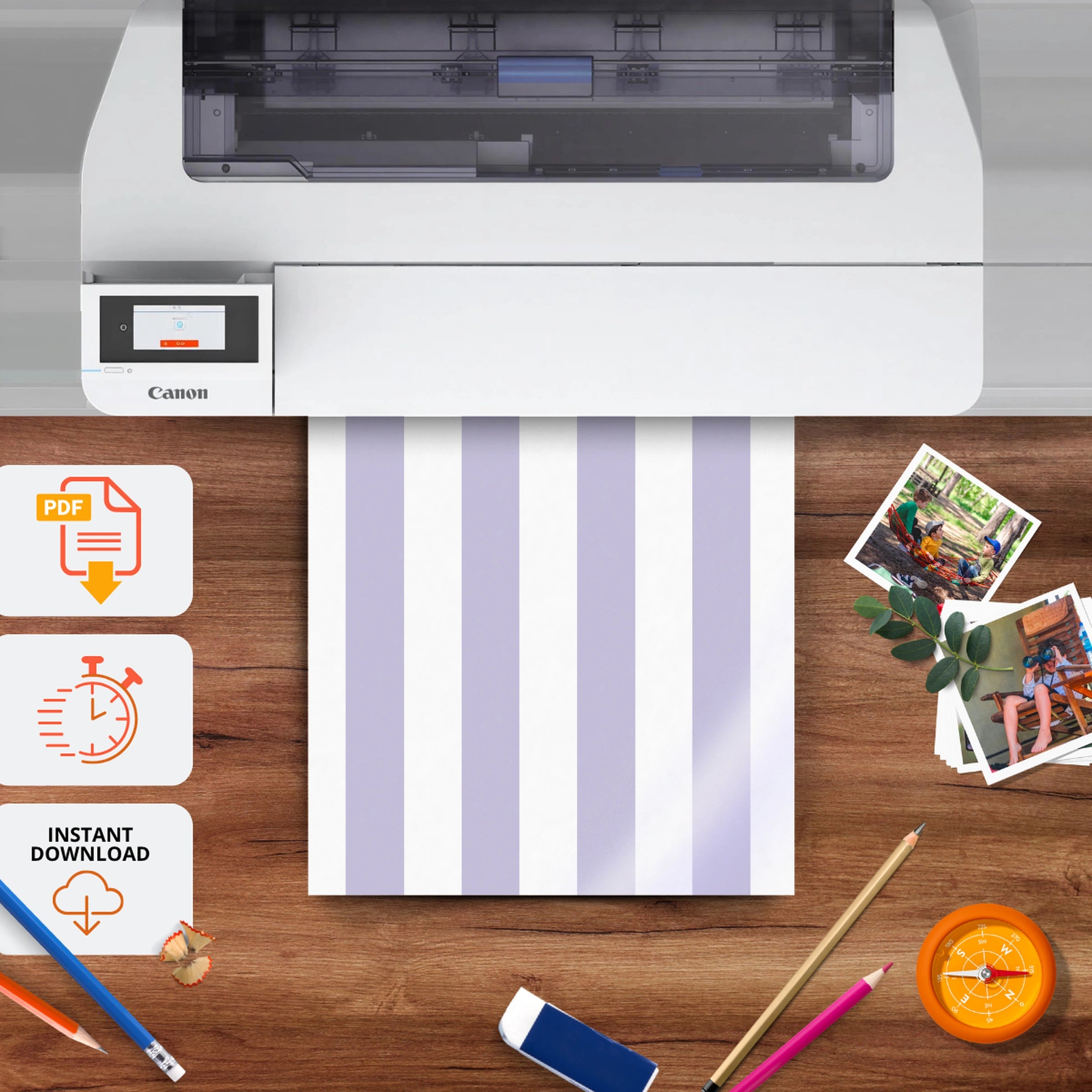 Lilac Stripes Nursery Print - printable nursery wall art, instant download to print at home