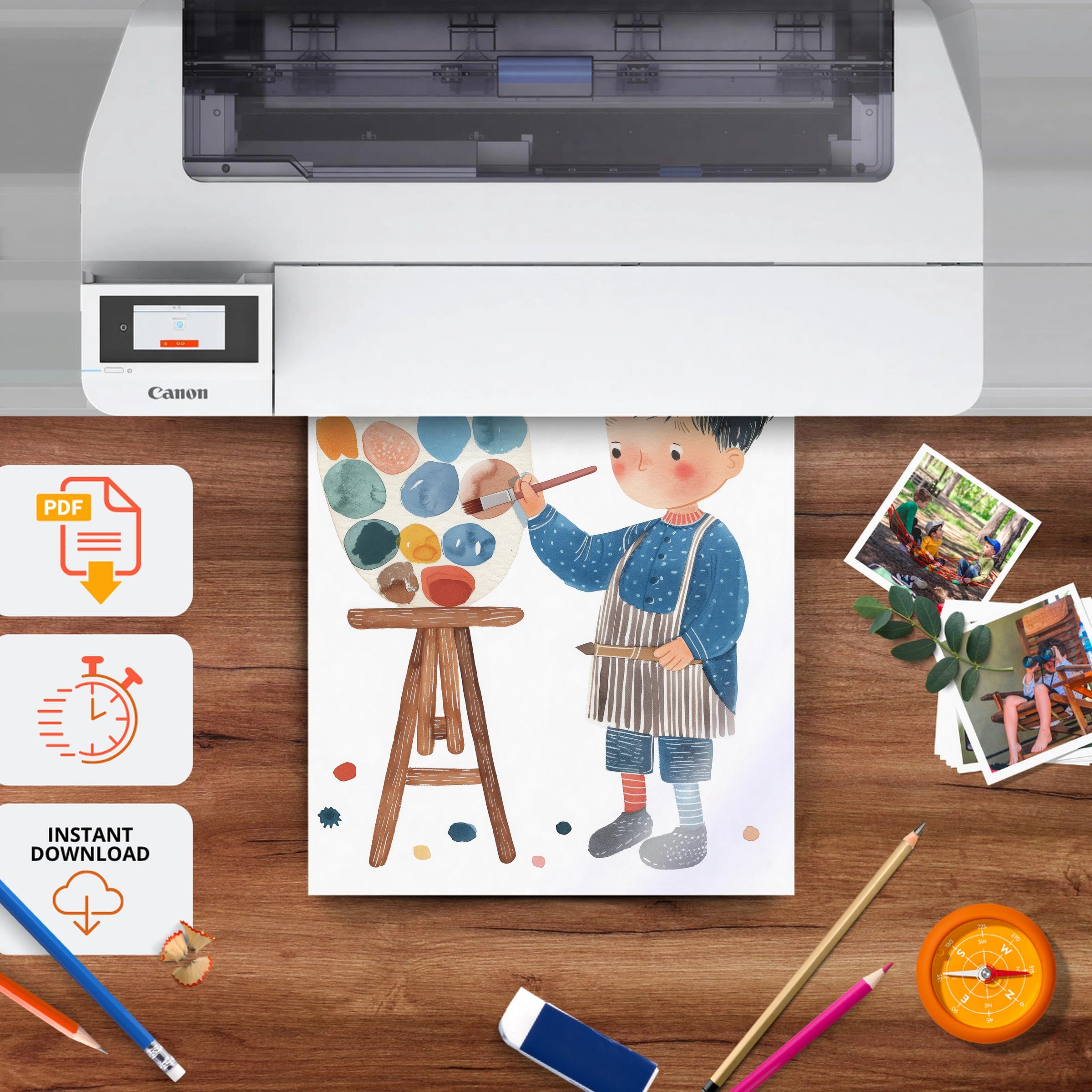 Little Artist Nursery Print - printable nursery wall art, instant download to print at home
