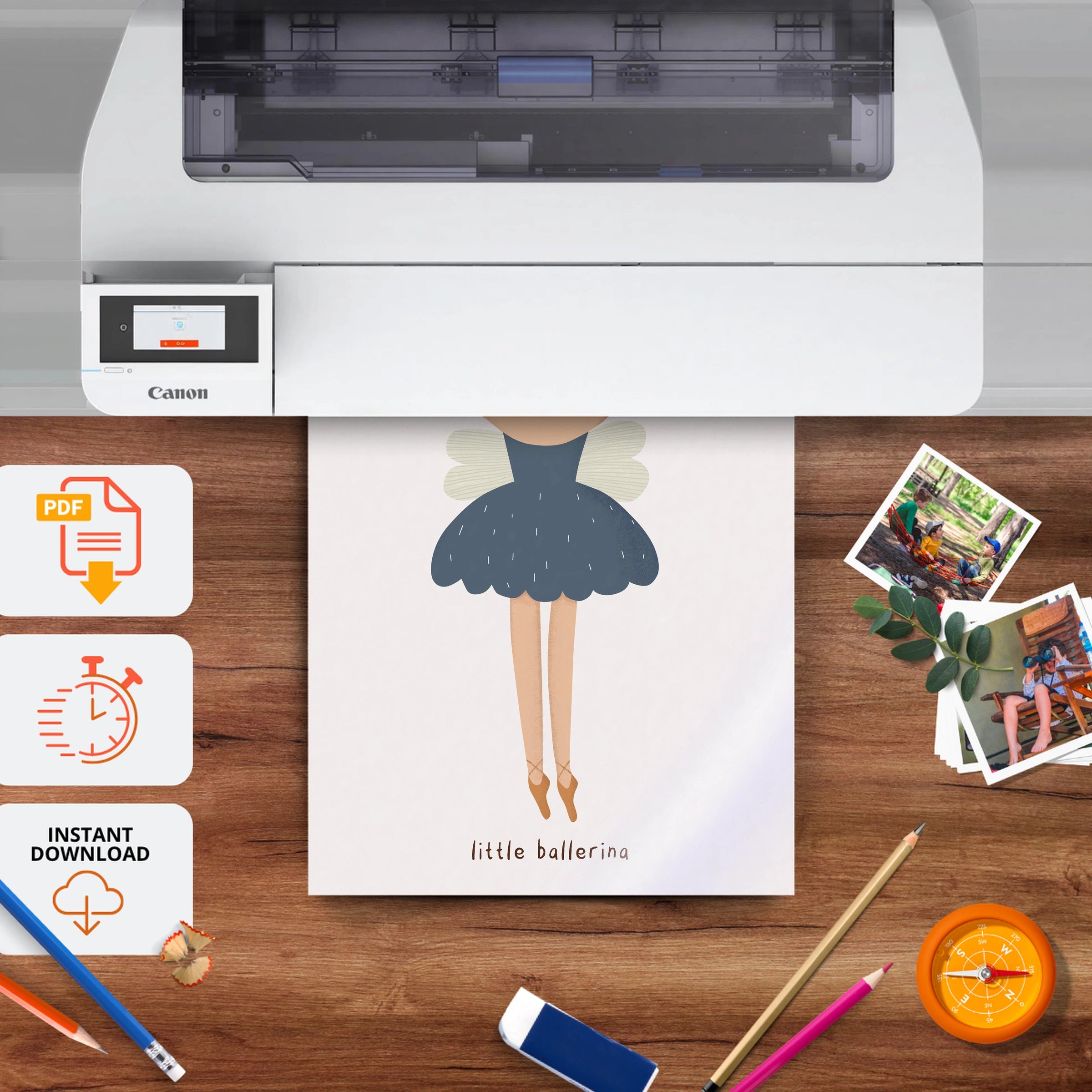 Little Ballerina Fairy Nursery Print - printable nursery wall art, instant download to print at home