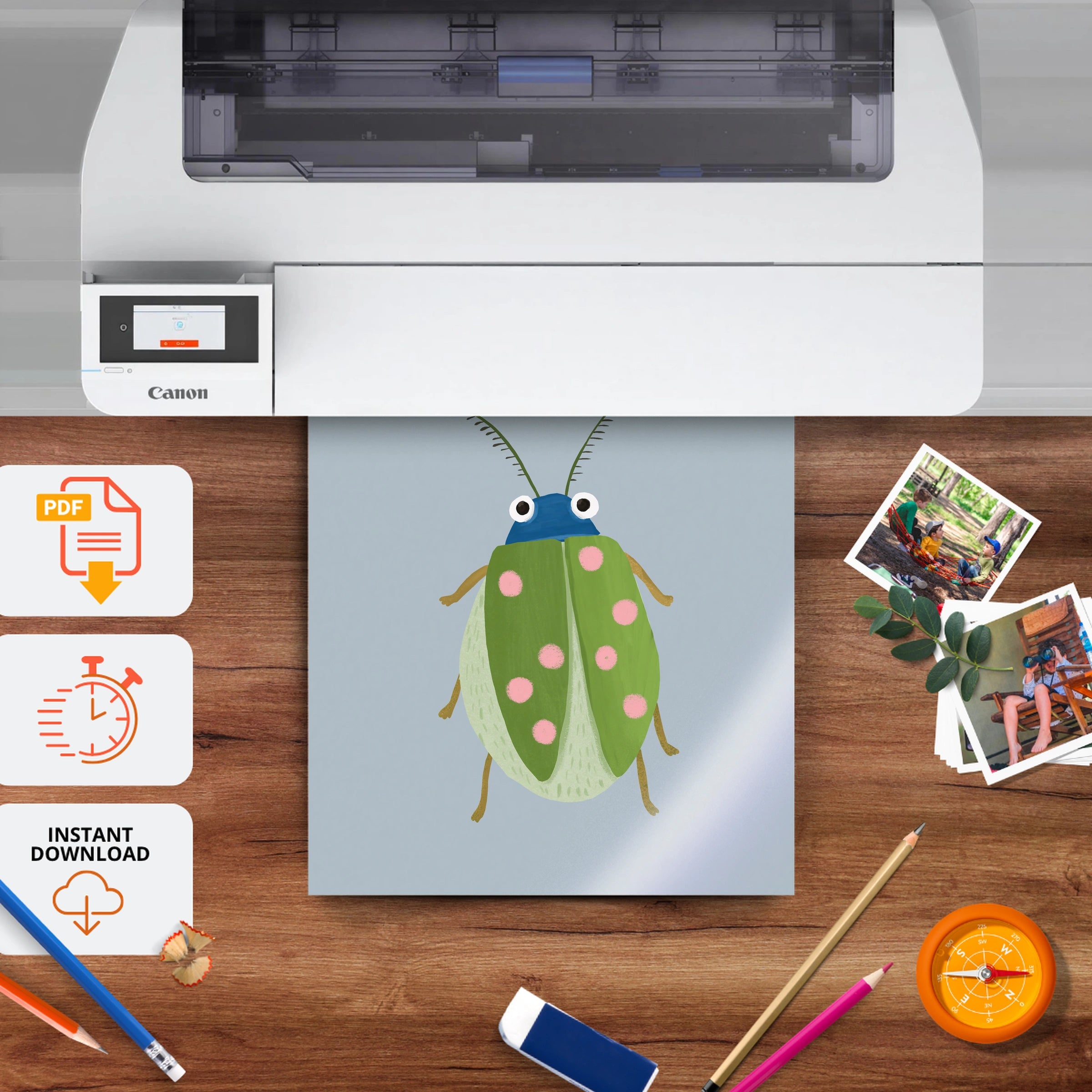 Little Beetle Nursery Print - printable nursery wall art, instant download to print at home