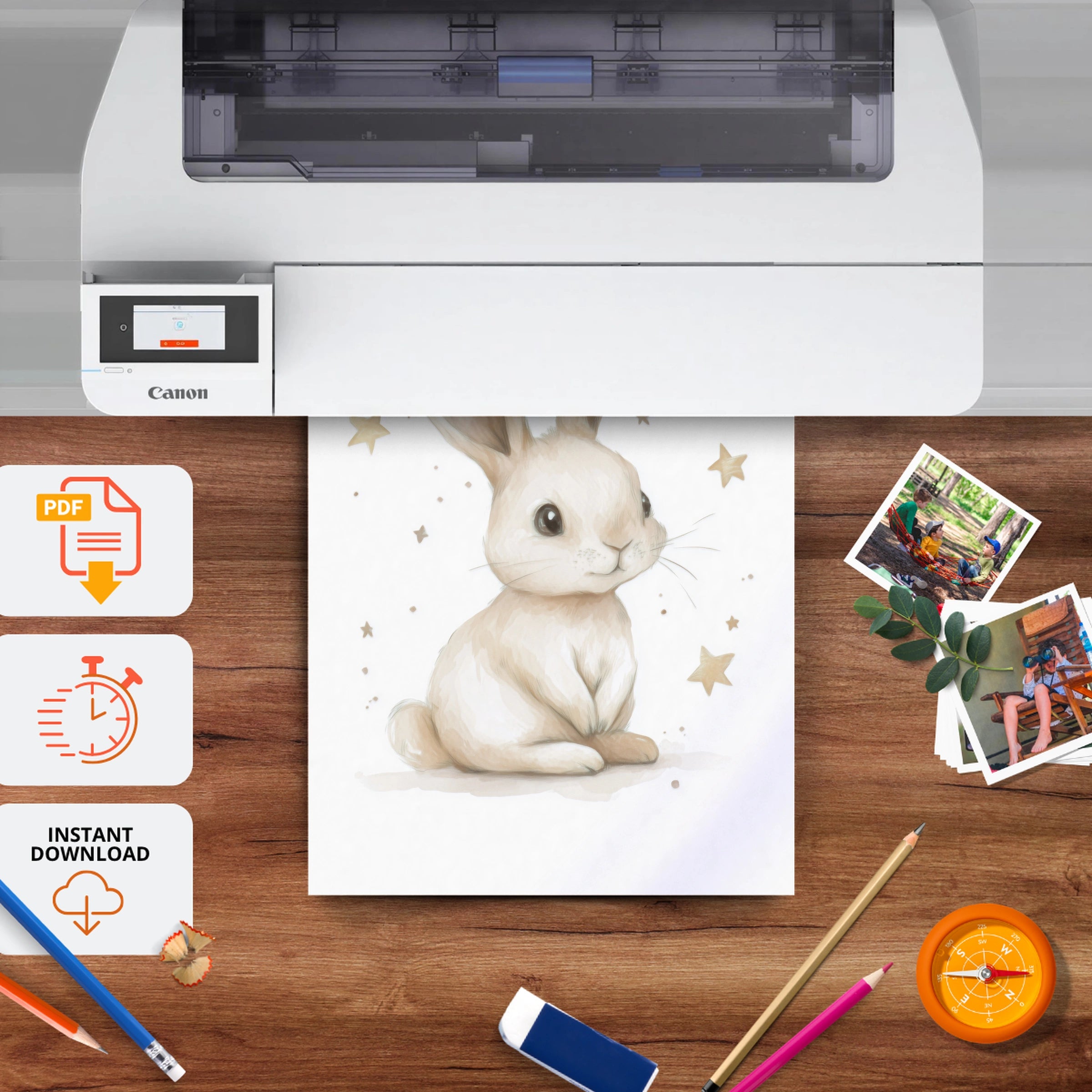 Little Bunny Nursery Print - printable nursery wall art, instant download to print at home