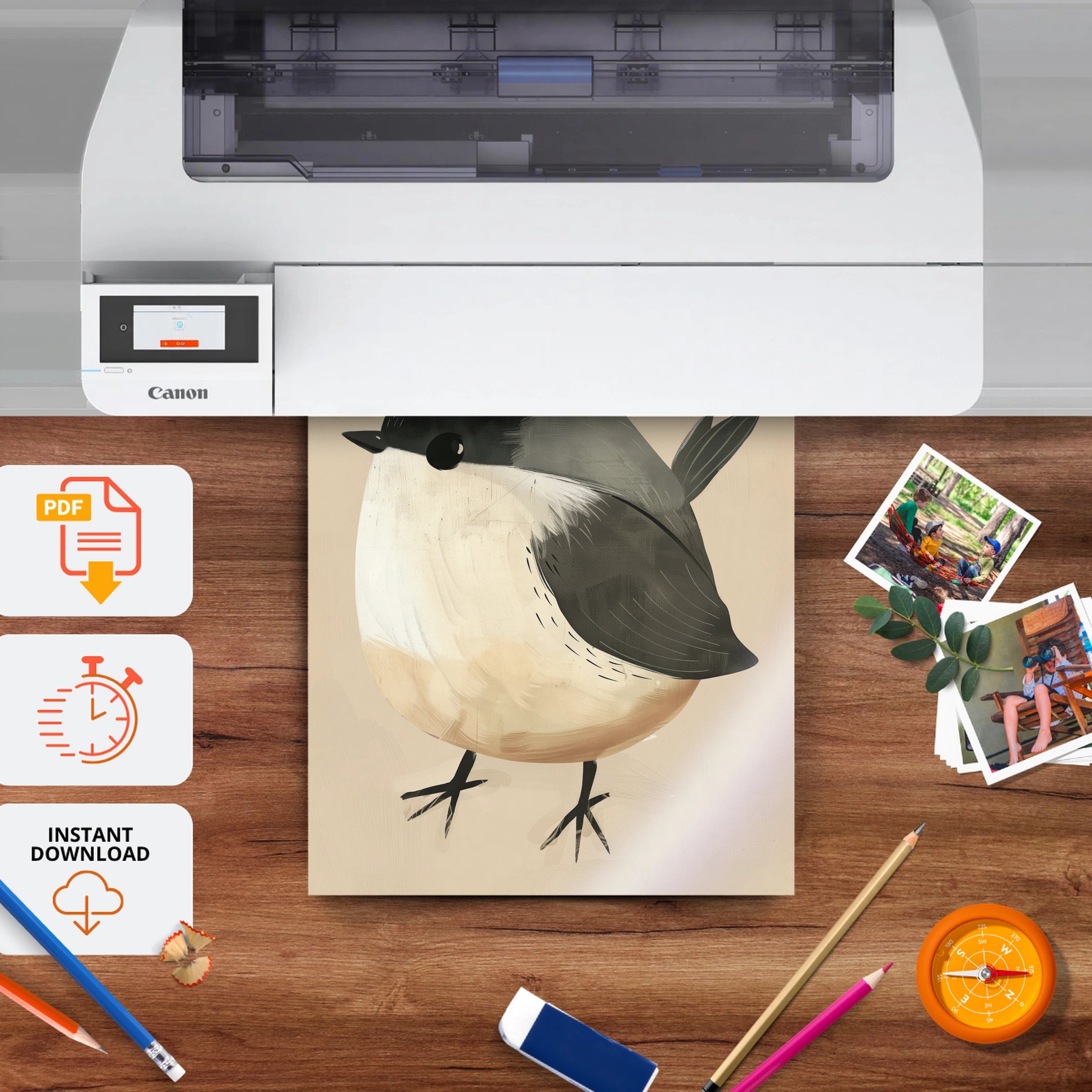 Little Chickadee Nursery Print - printable nursery wall art, instant download to print at home