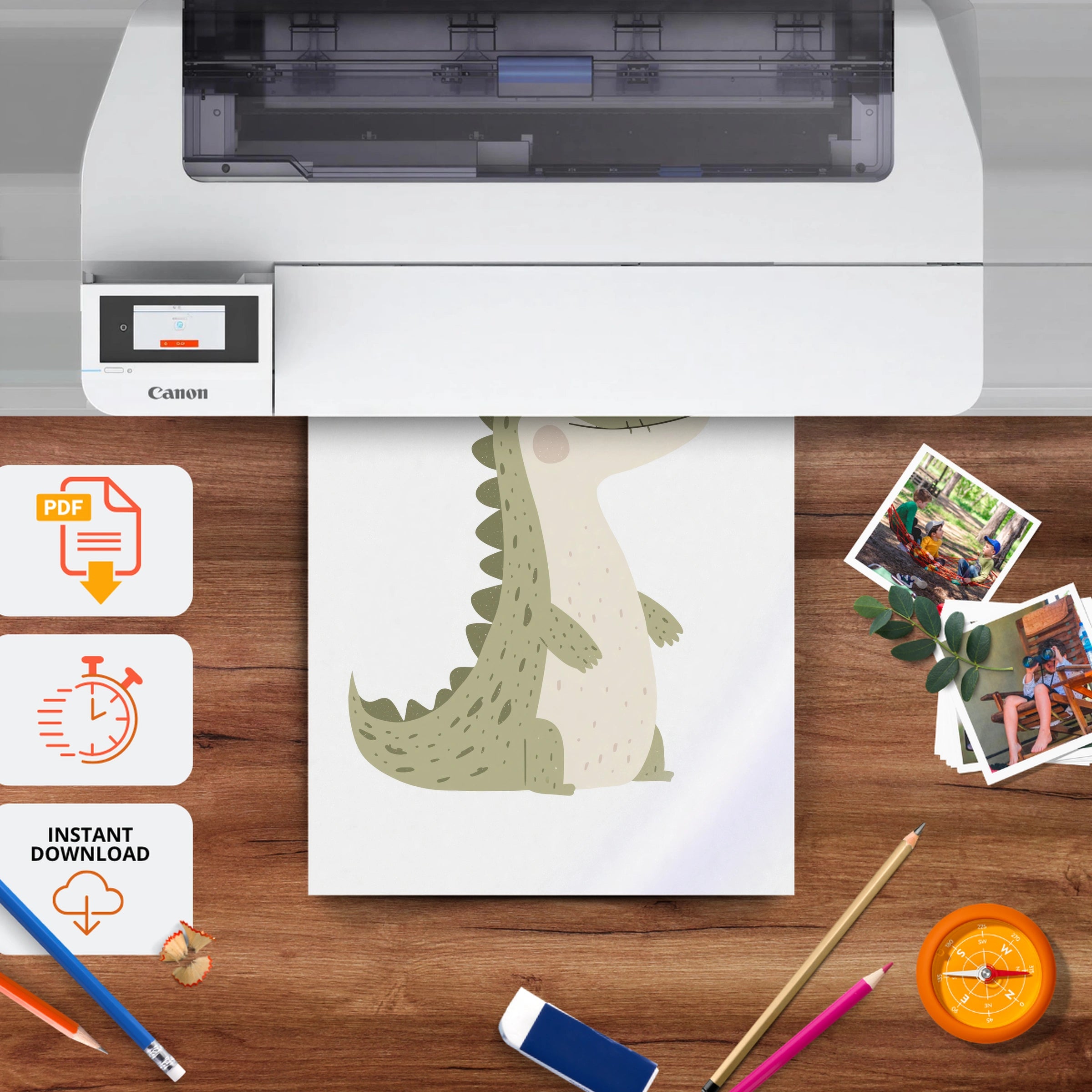 Little Crocodile Nursery Print - printable nursery wall art, instant download to print at home
