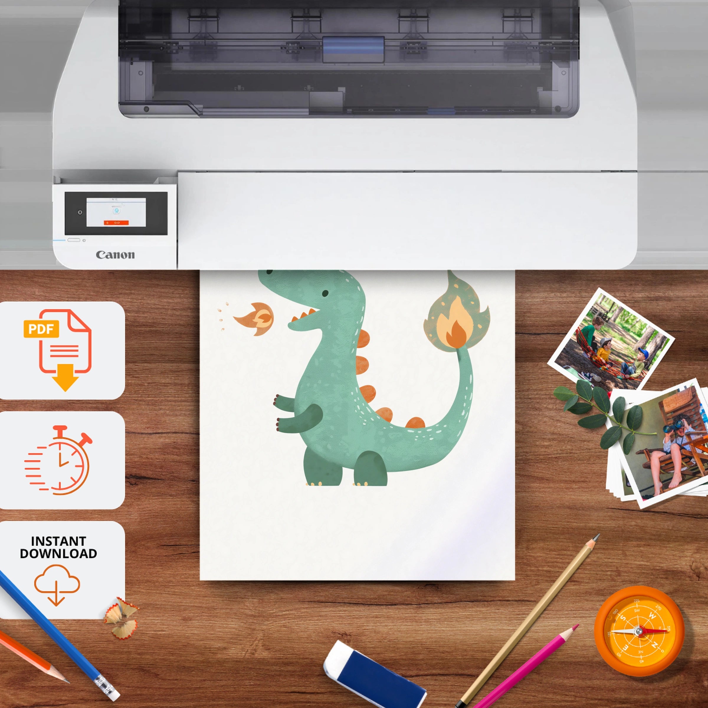 Little Dragon Nursery Print - printable nursery wall art, instant download to print at home