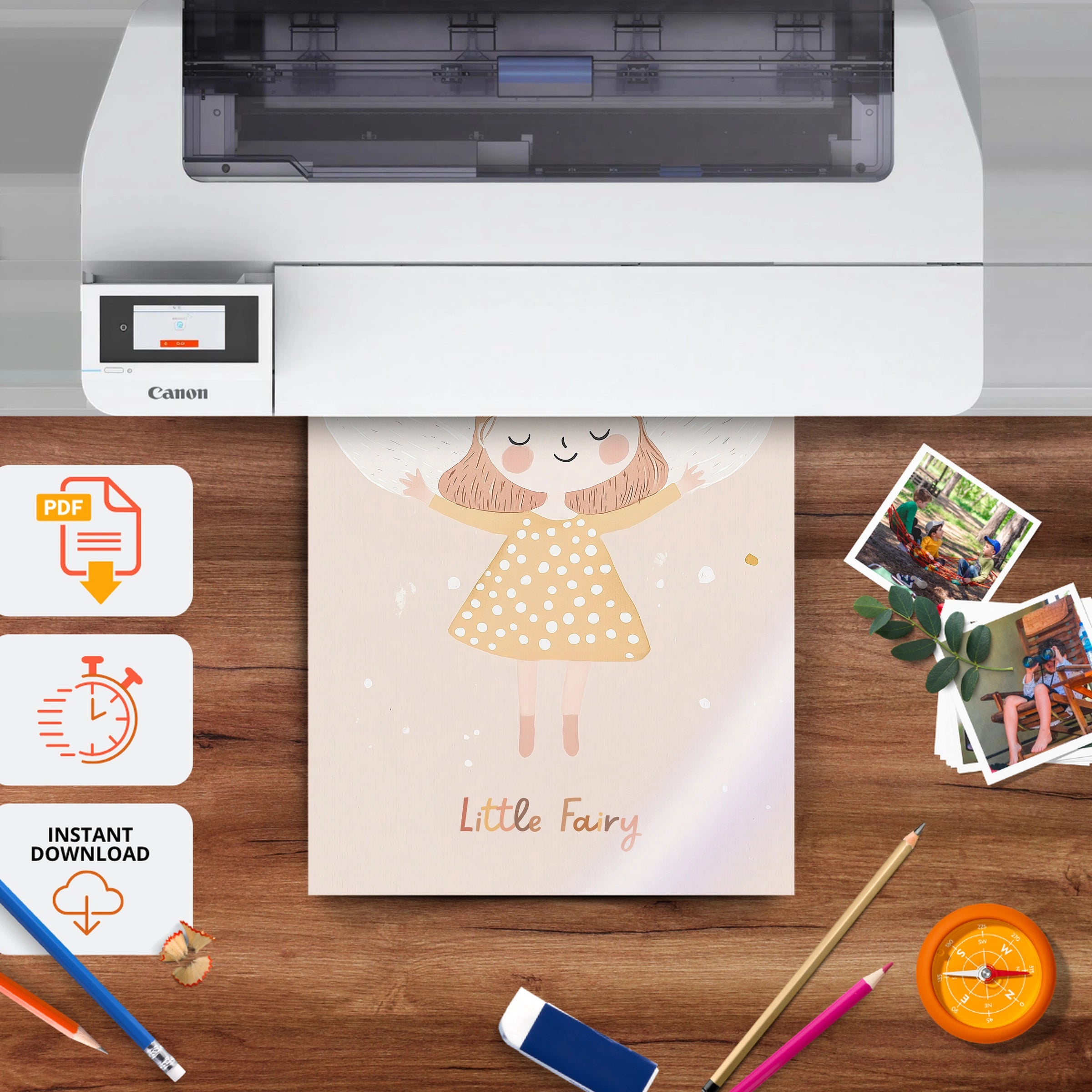 Little Fairy Nursery Print - printable nursery wall art, instant download to print at home