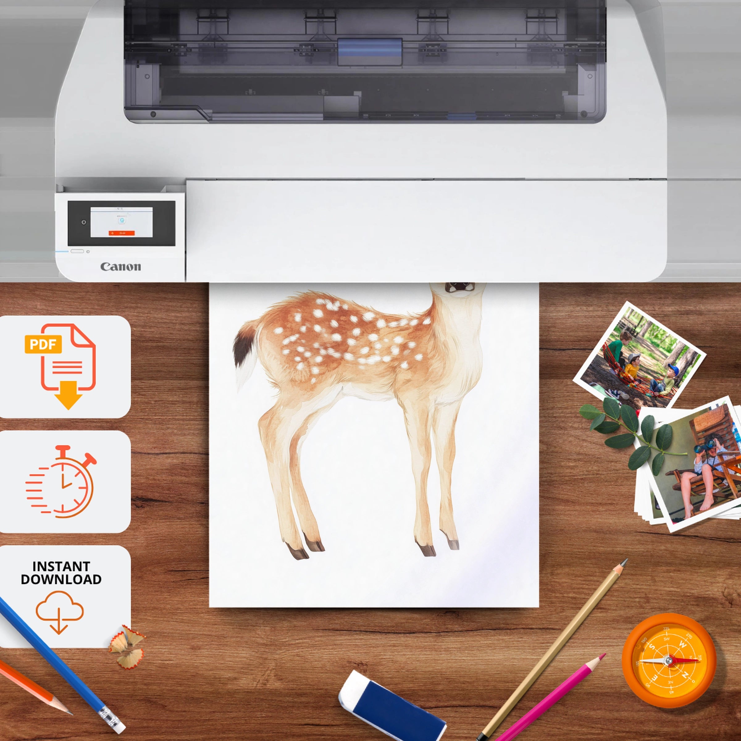 Little Fawn Nursery Print - printable nursery wall art, instant download to print at home