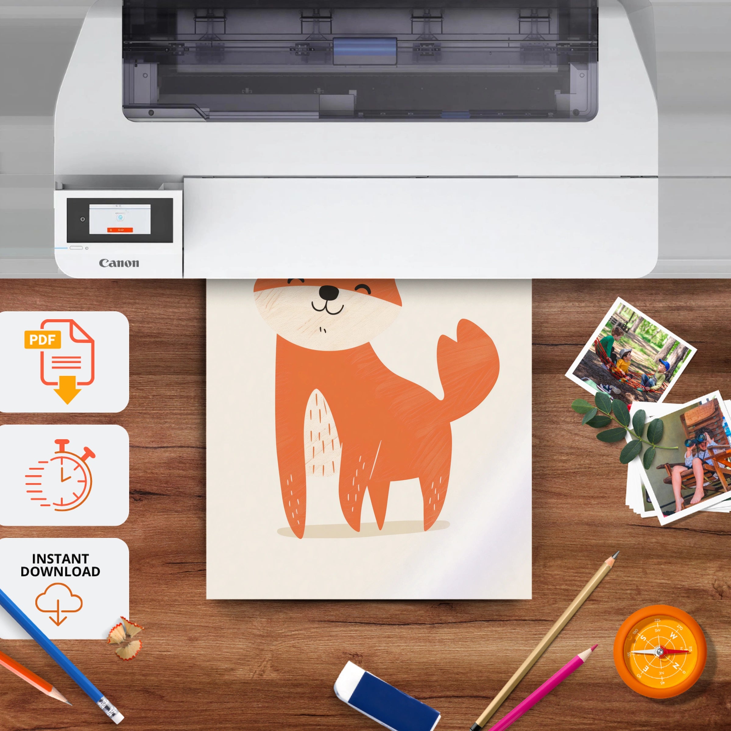 Little Fox Nursery Print - printable nursery wall art, instant download to print at home