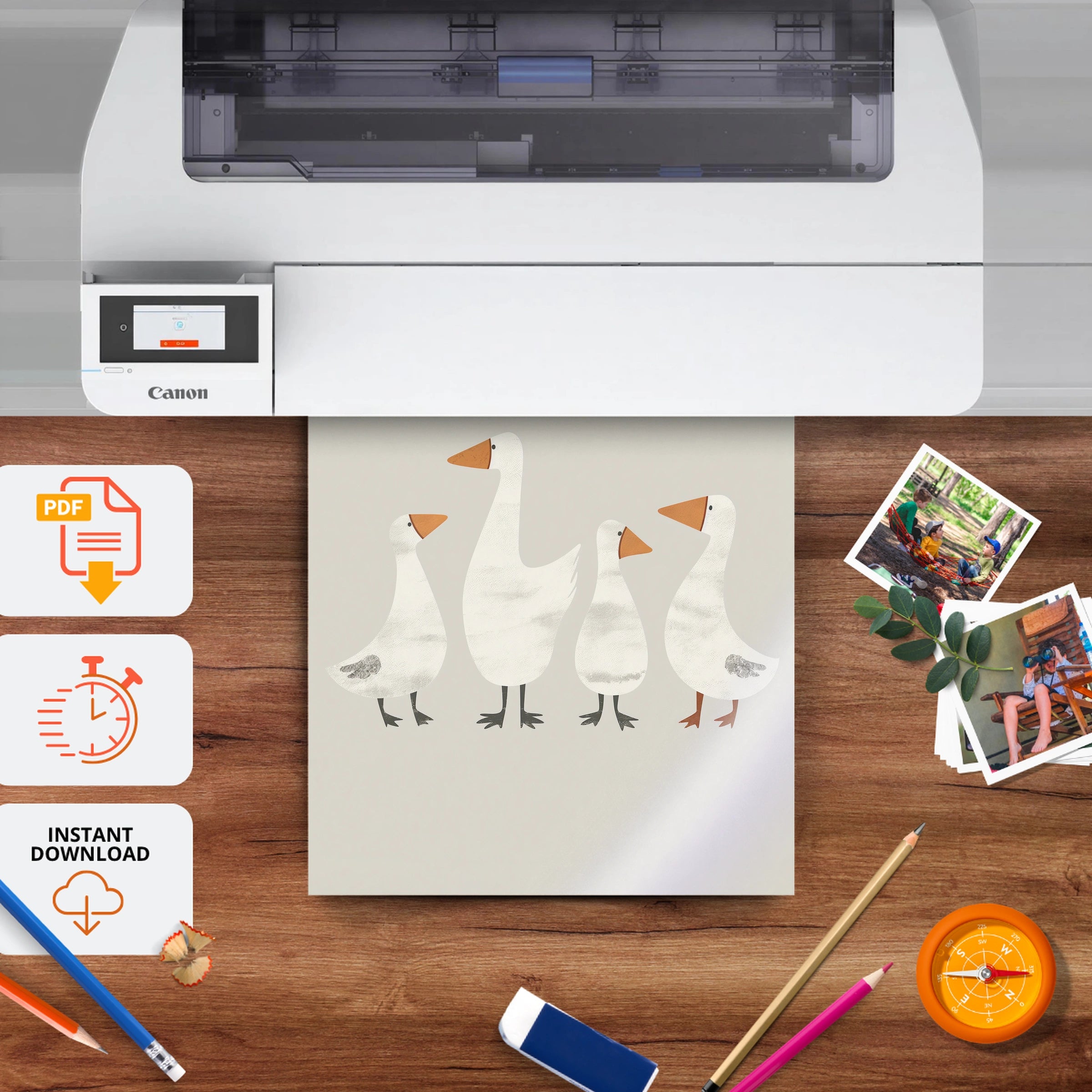 Little Geese Nursery Print - printable nursery wall art, instant download to print at home