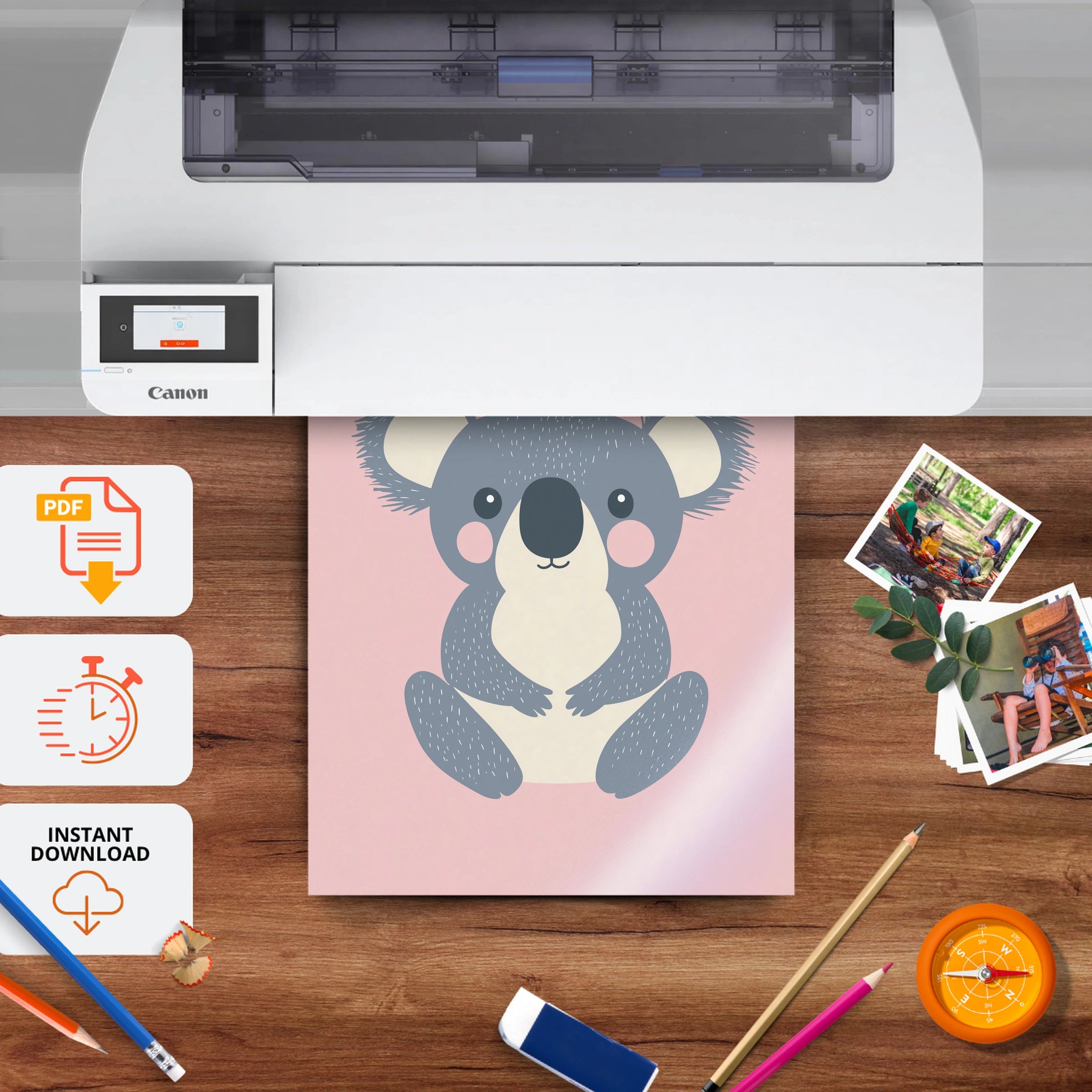 Little Koala Nursery Print - printable nursery wall art, instant download to print at home