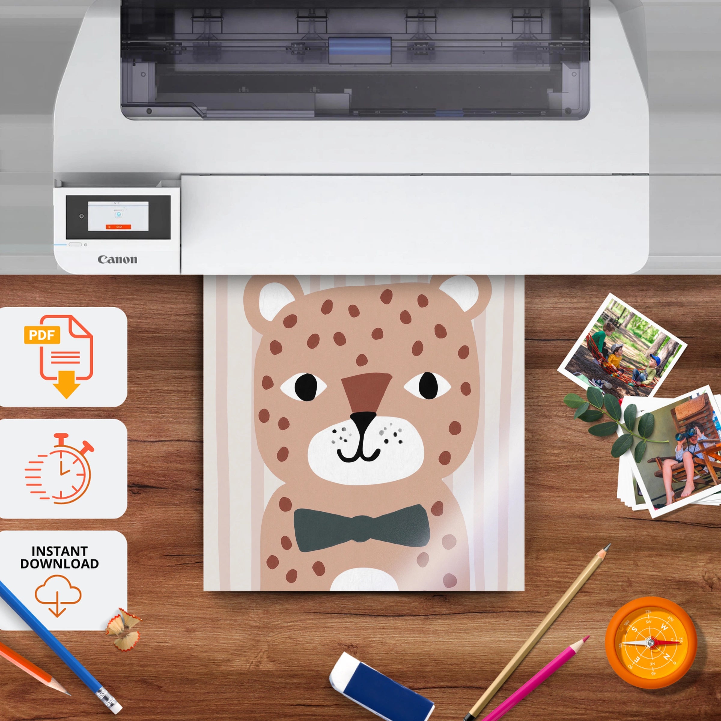 Little Leopard Nursery Print - printable nursery wall art, instant download to print at home