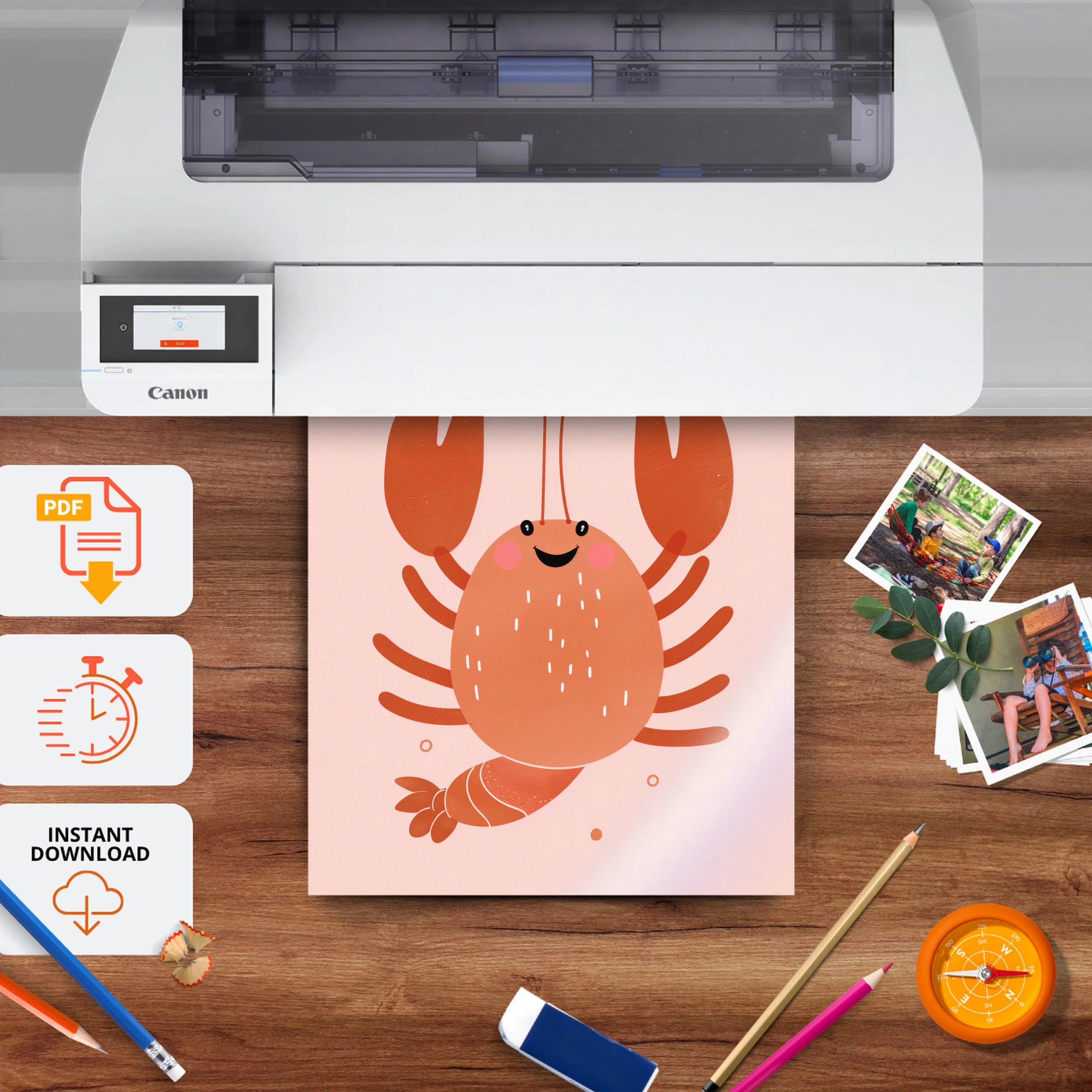 Little Lobster Nursery Print - printable nursery wall art, instant download to print at home