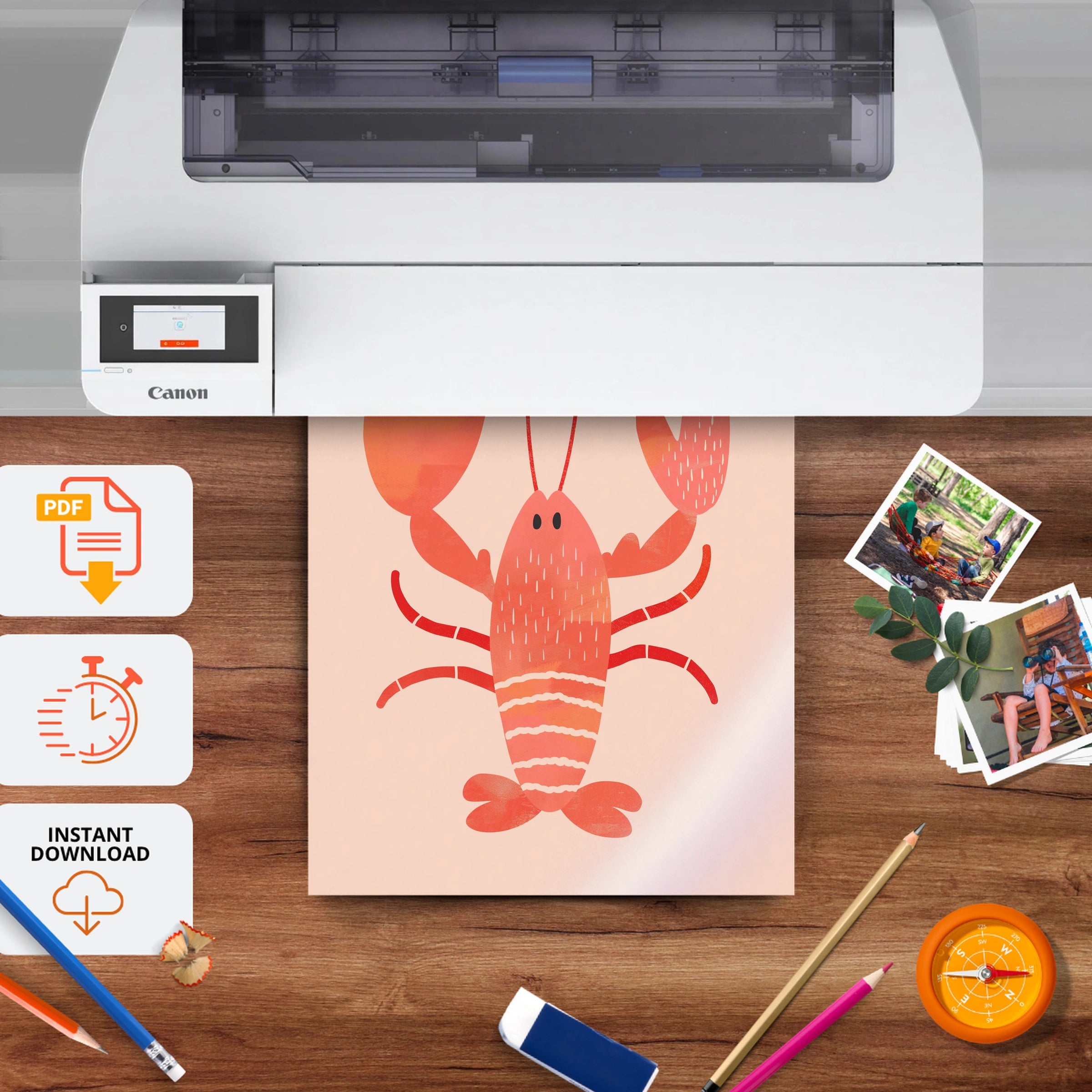 Little Lobster Two Nursery Print - printable nursery wall art, instant download to print at home