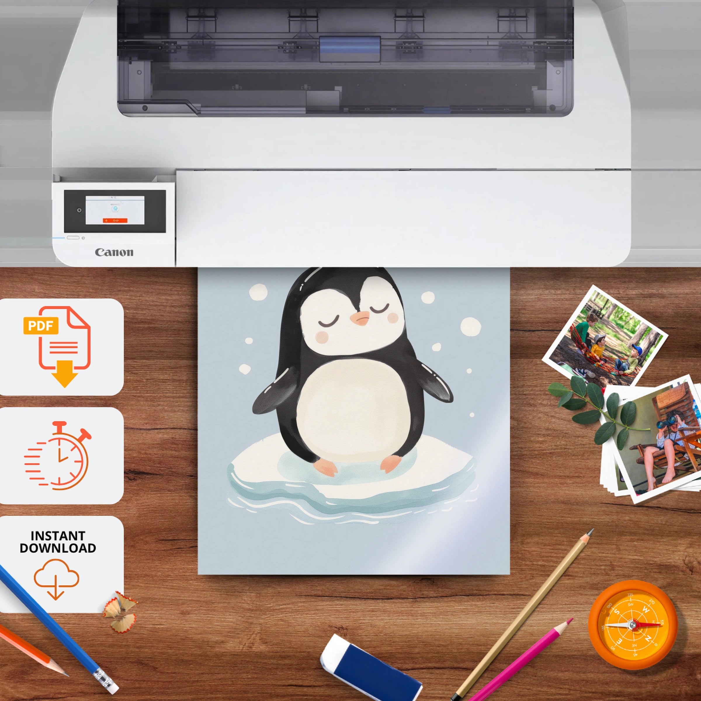 Little Penguin Nursery Print - printable nursery wall art, instant download to print at home