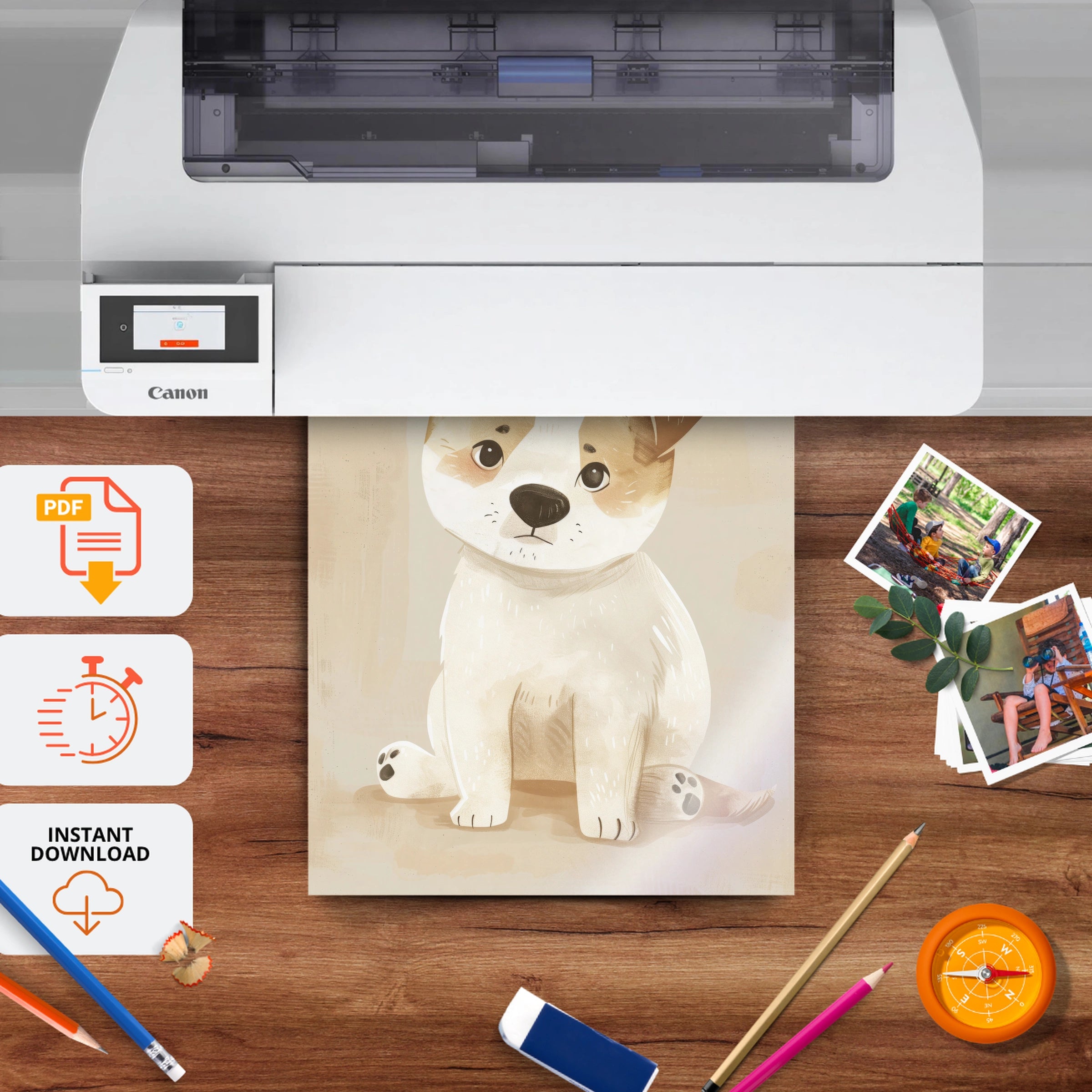 Little Puppy Nursery Print - printable nursery wall art, instant download to print at home