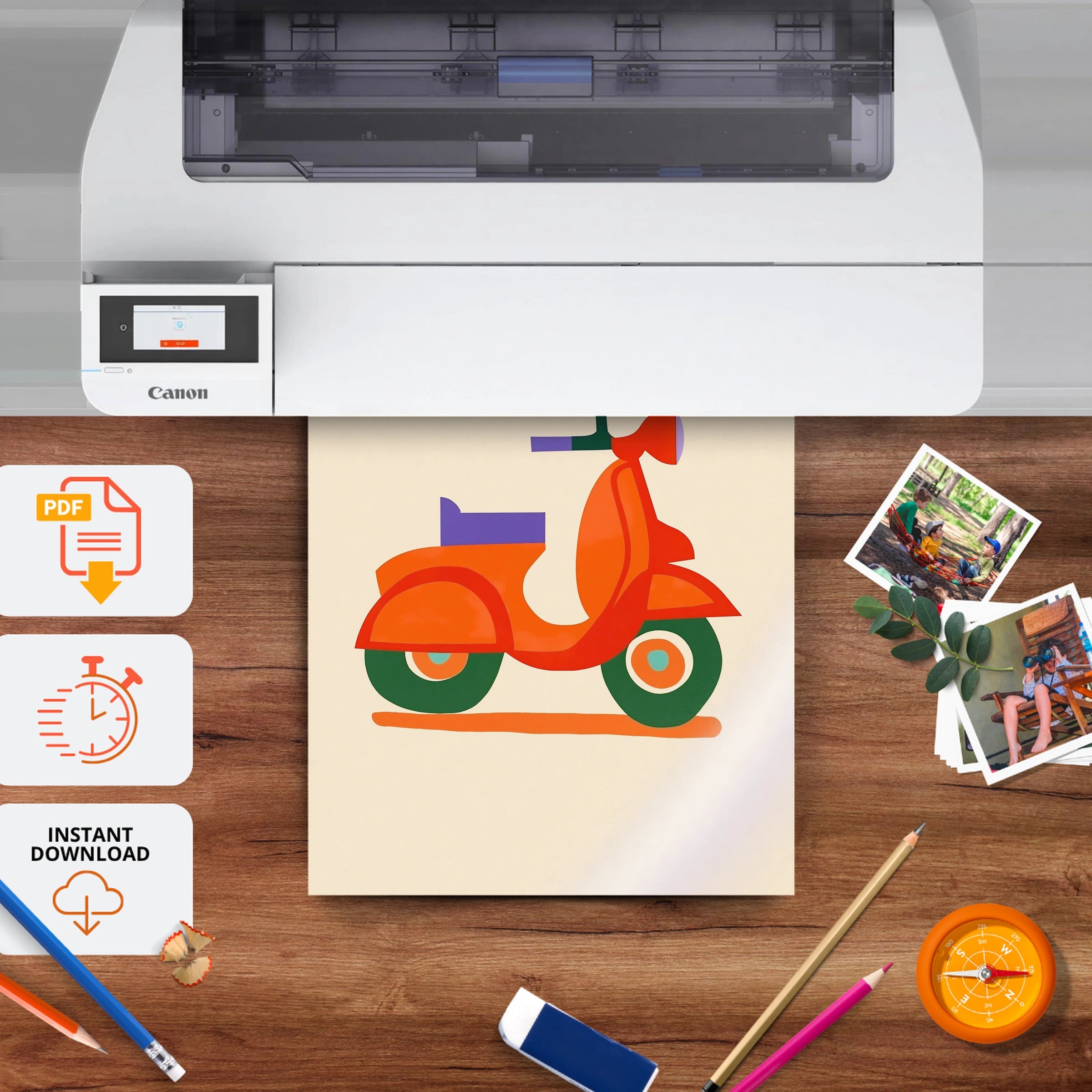 Little Scooter Nursery Print - printable nursery wall art, instant download to print at home