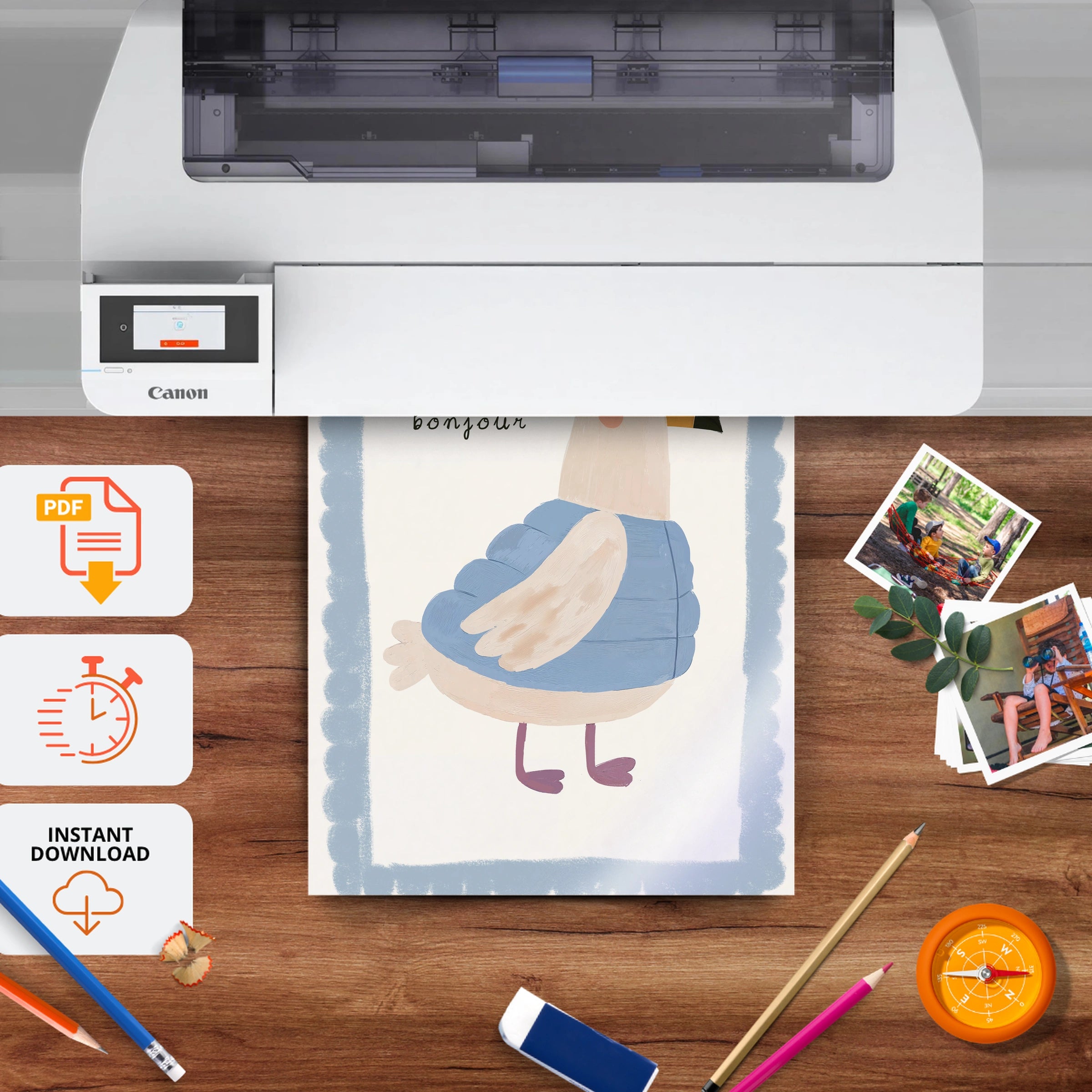Little Seagull Nursery Print - printable nursery wall art, instant download to print at home