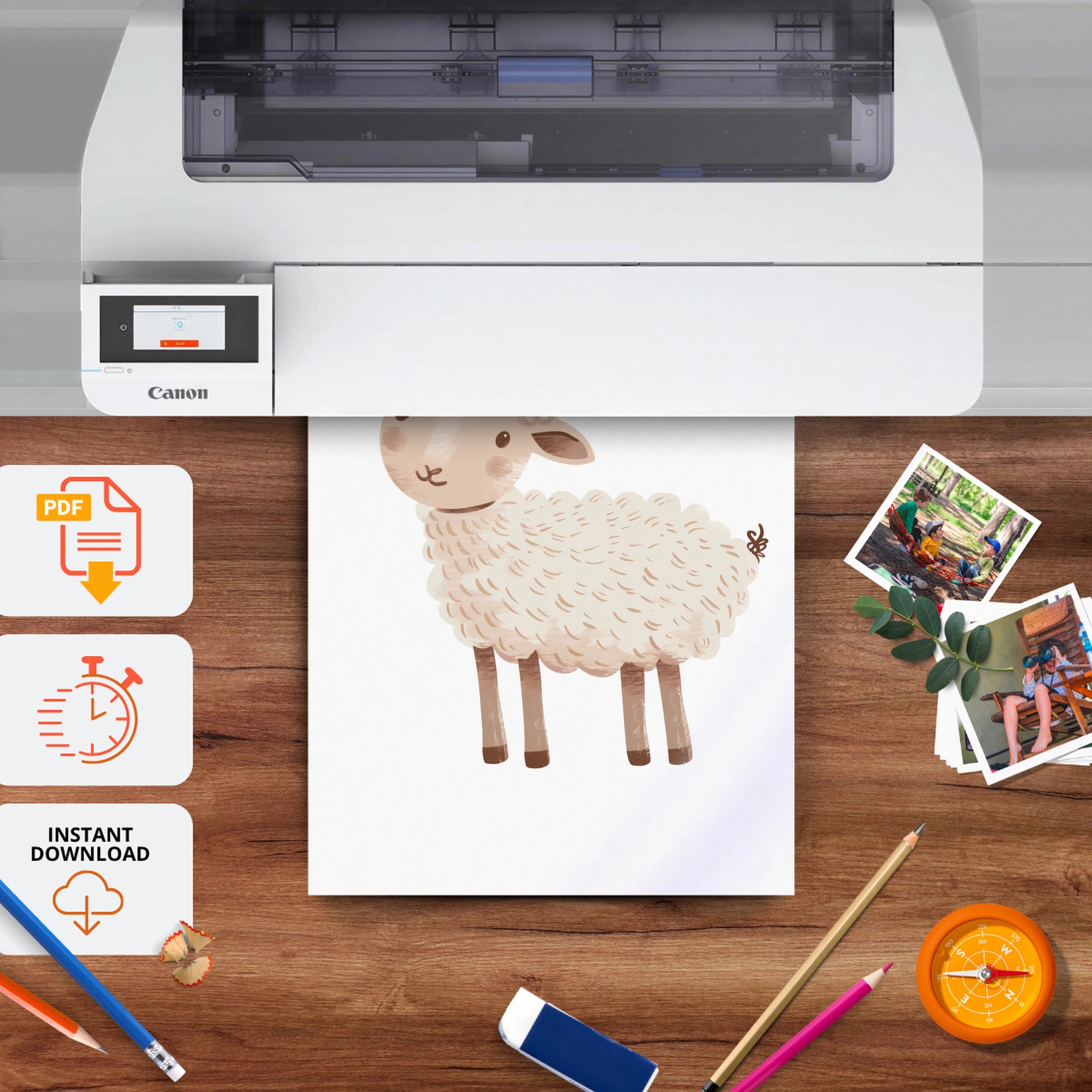 Little Sheep Nursery Print - printable nursery wall art, instant download to print at home